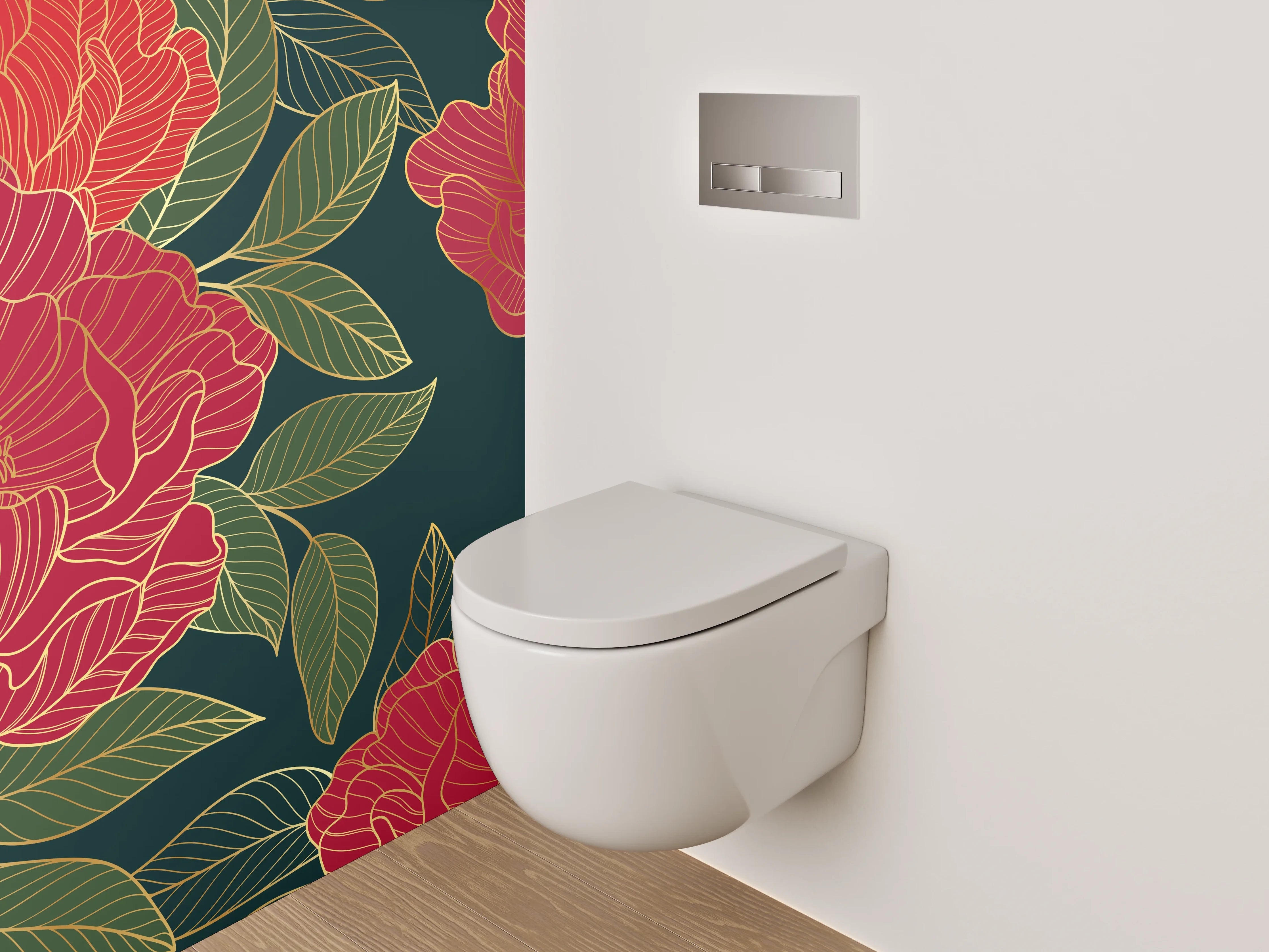 WC-Rückwand - Weiße Blüten im grauen Schatten