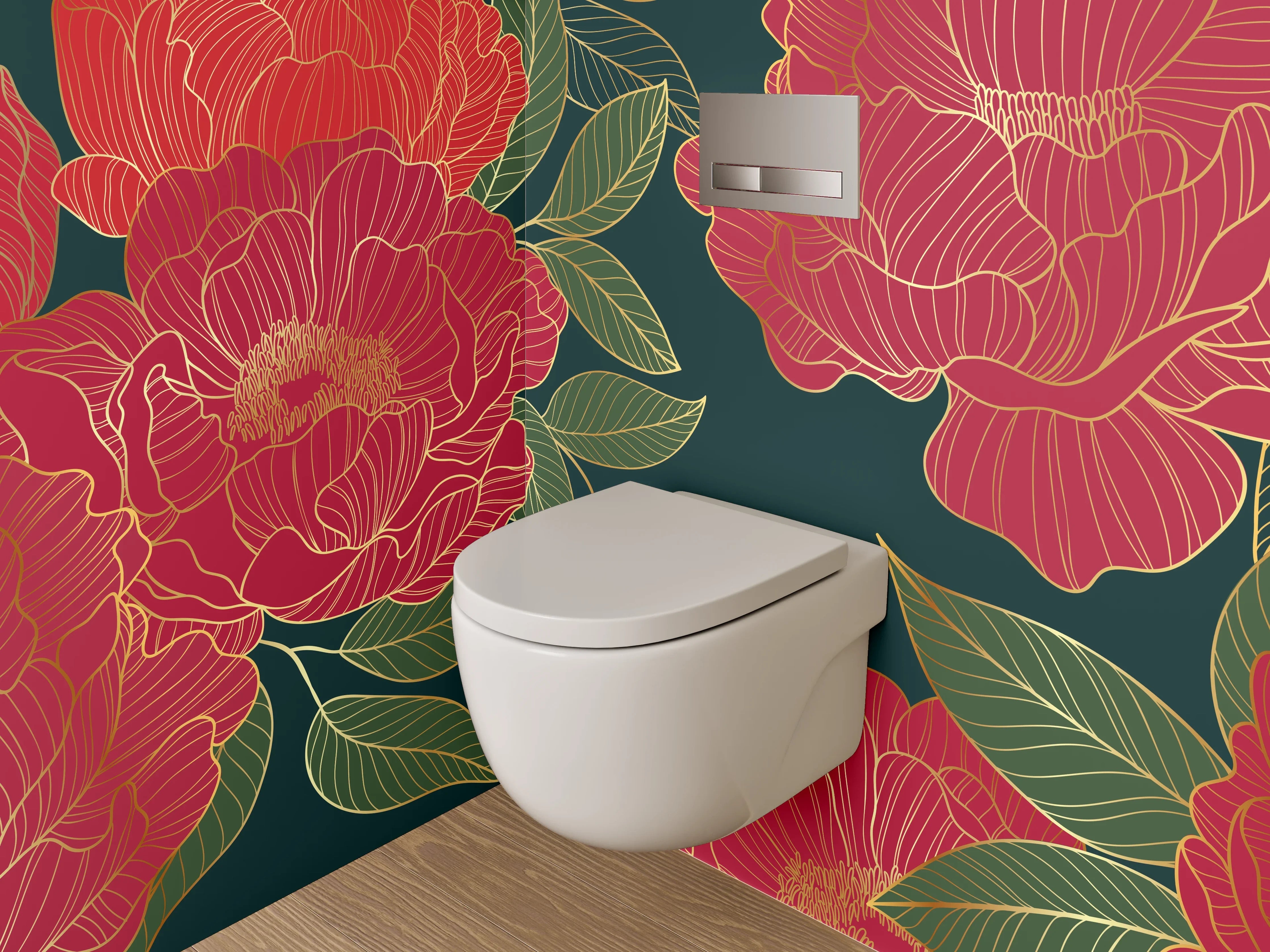 WC-Rückwand - Weiße Blüten im grauen Schatten