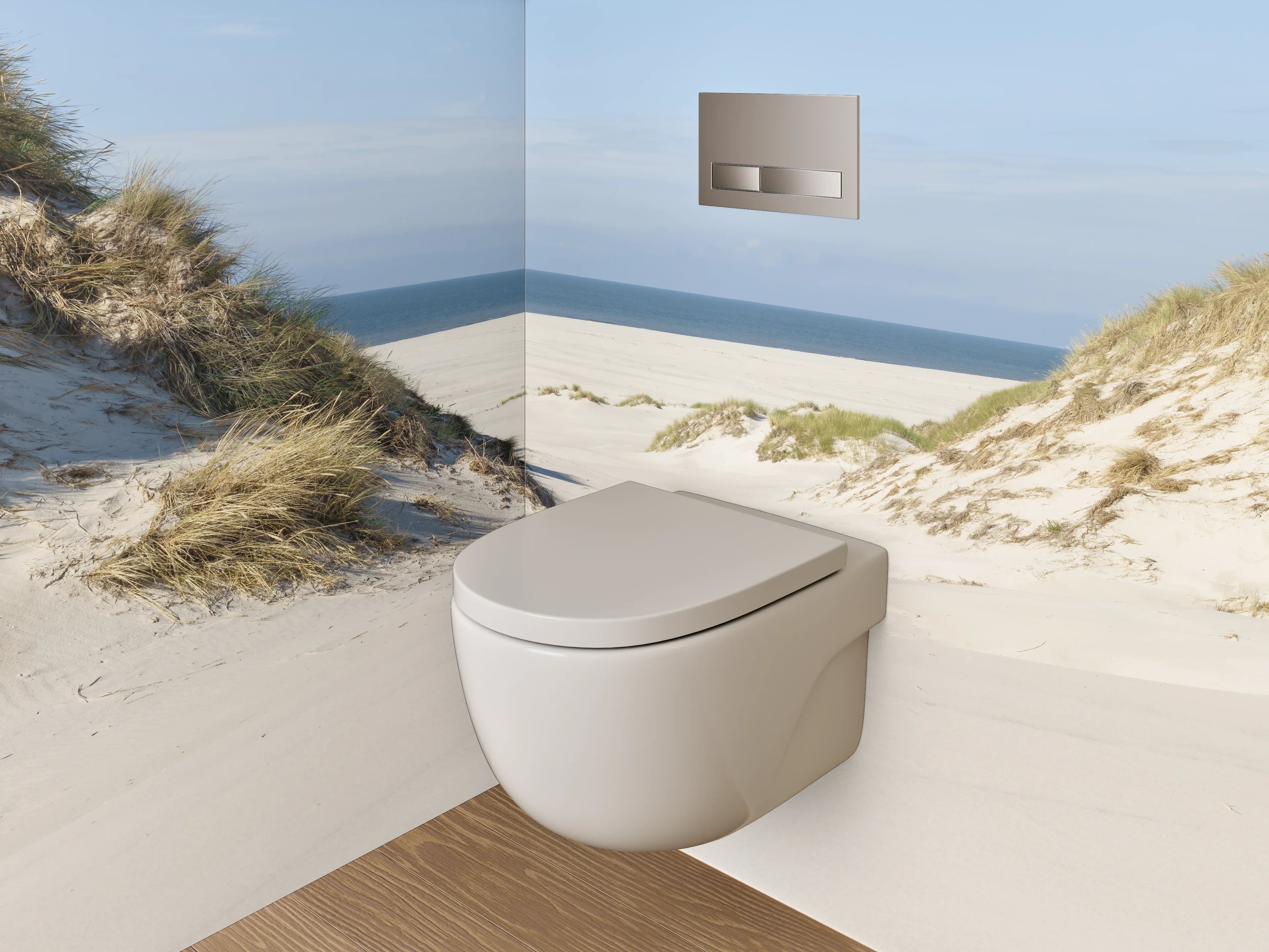 WC-Rückwand - Weiße Dünenlandschaft mit Meeresblick