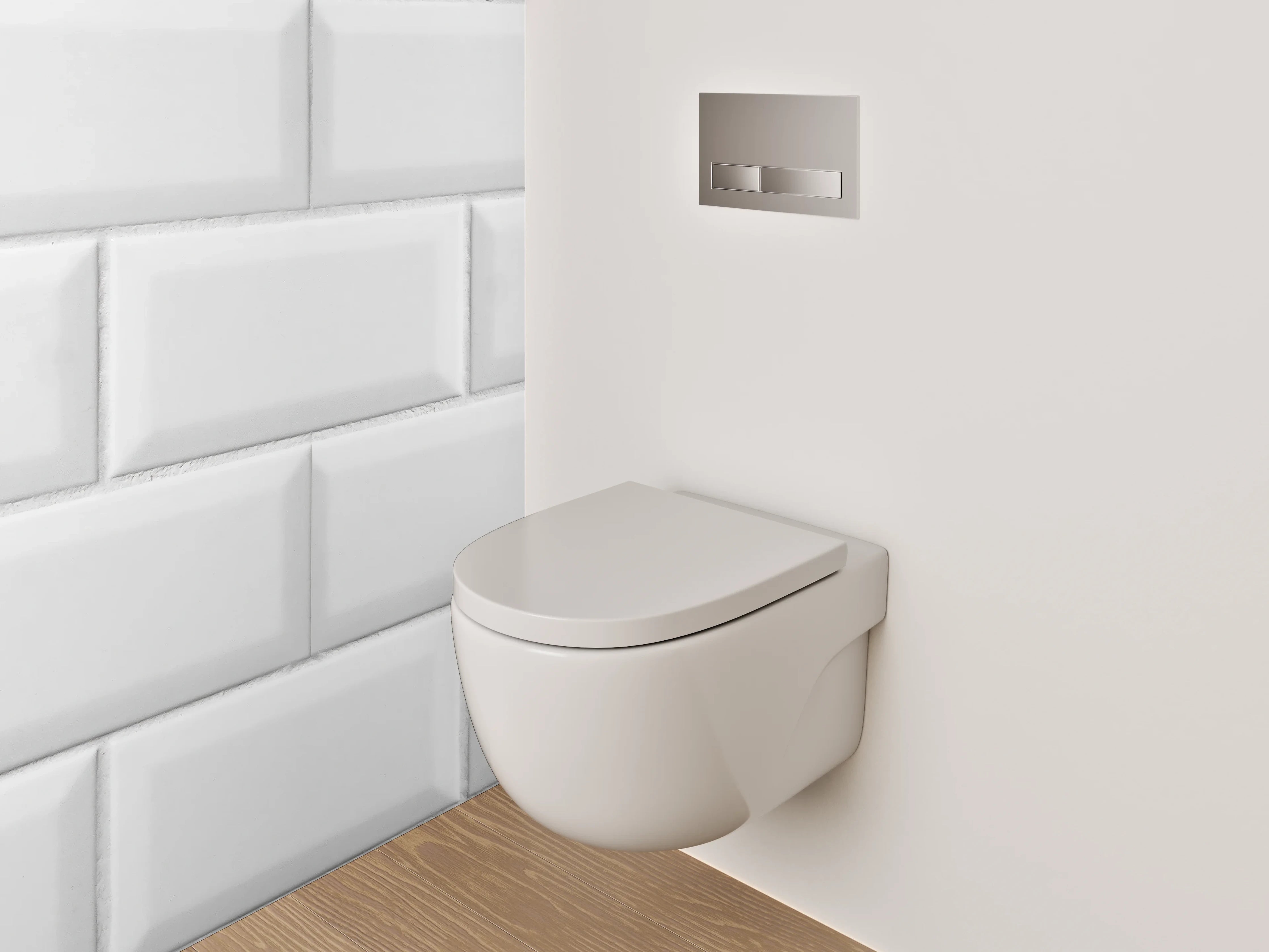 WC-Rückwand - Weiße Fliesen mit 3D-Muster