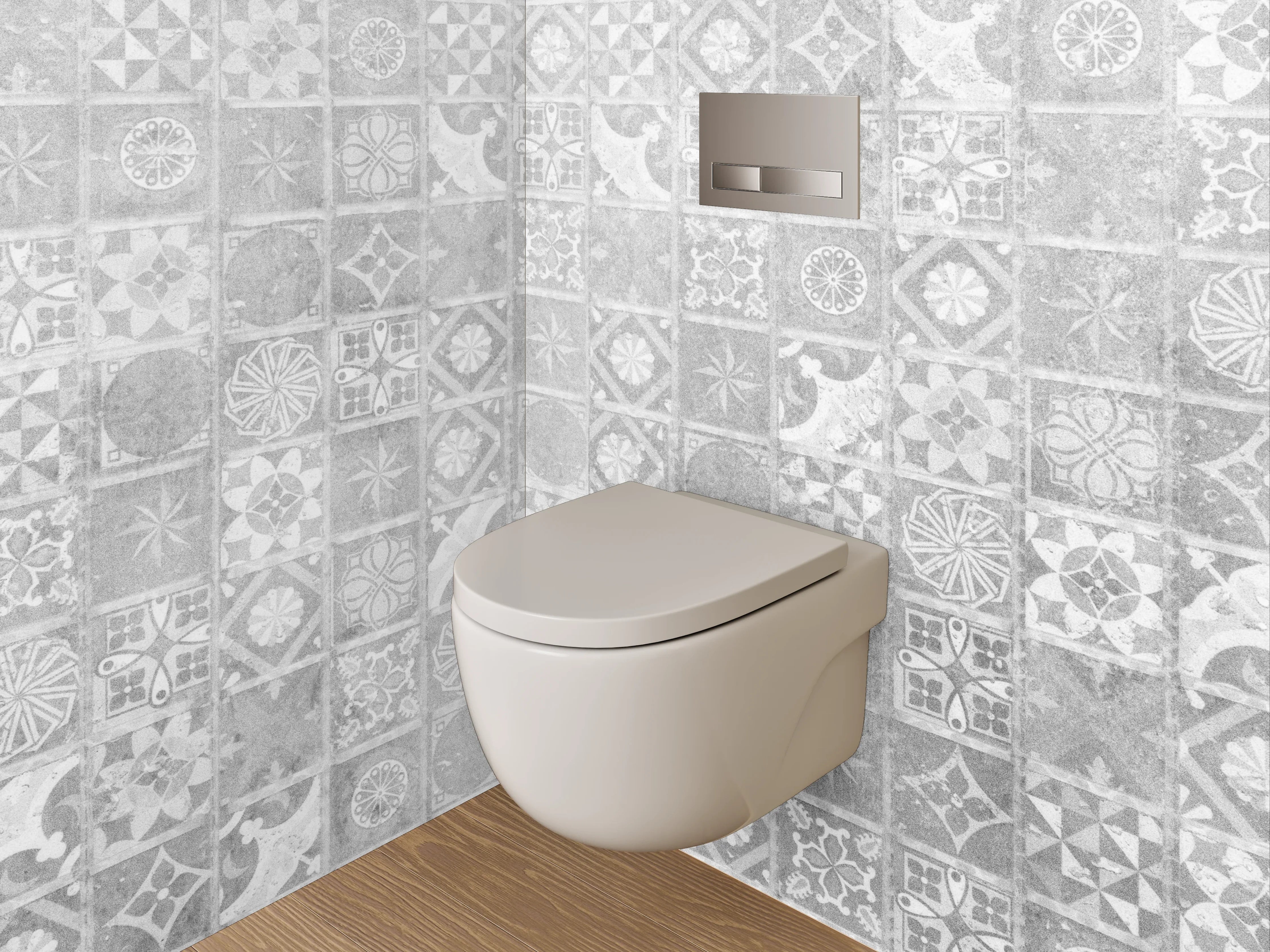 WC-Rückwand - Weiße Fliesenmuster Vintage-Optik