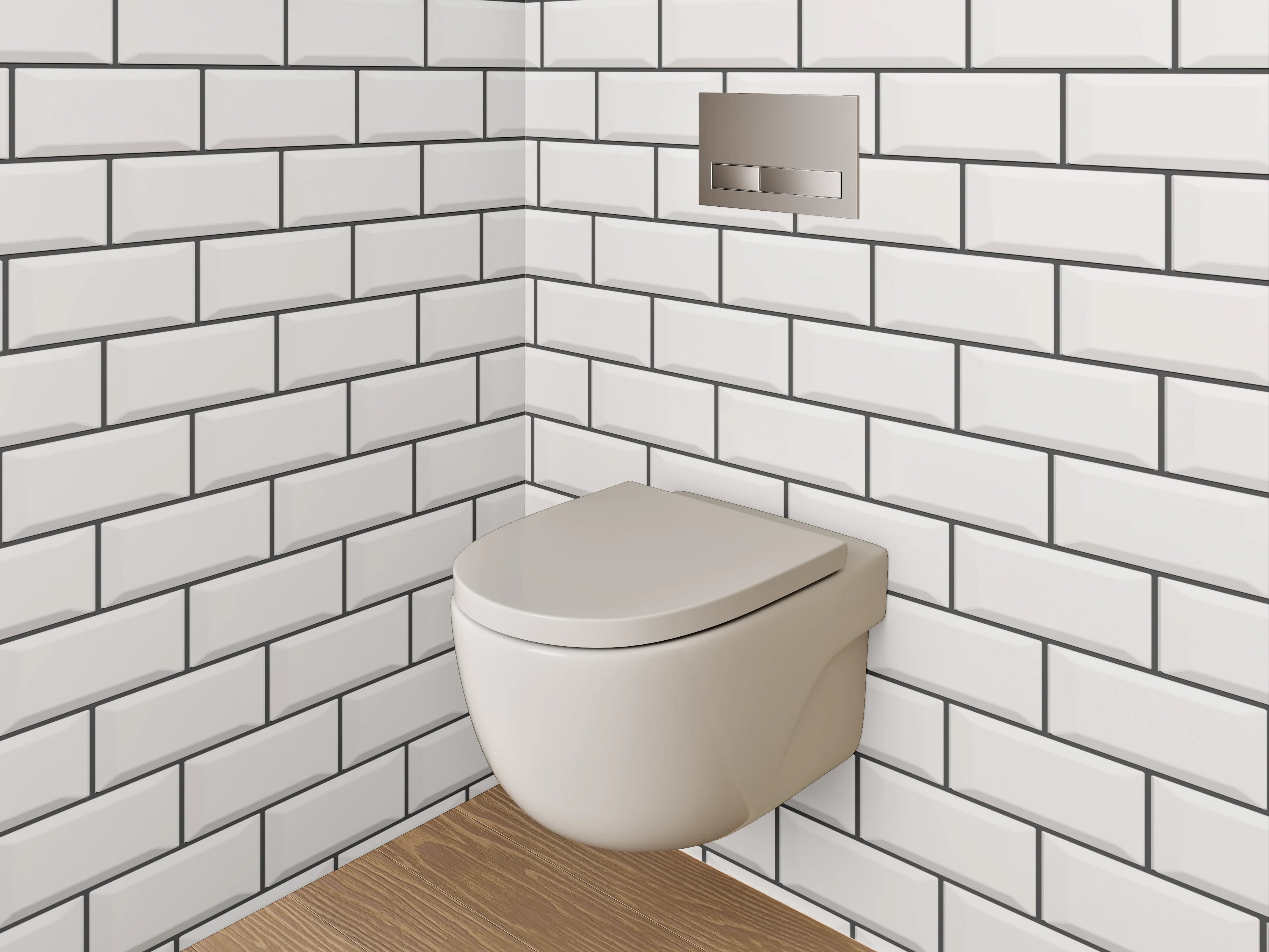 WC-Rückwand - Weiße Fliesenoptik minimalistisch