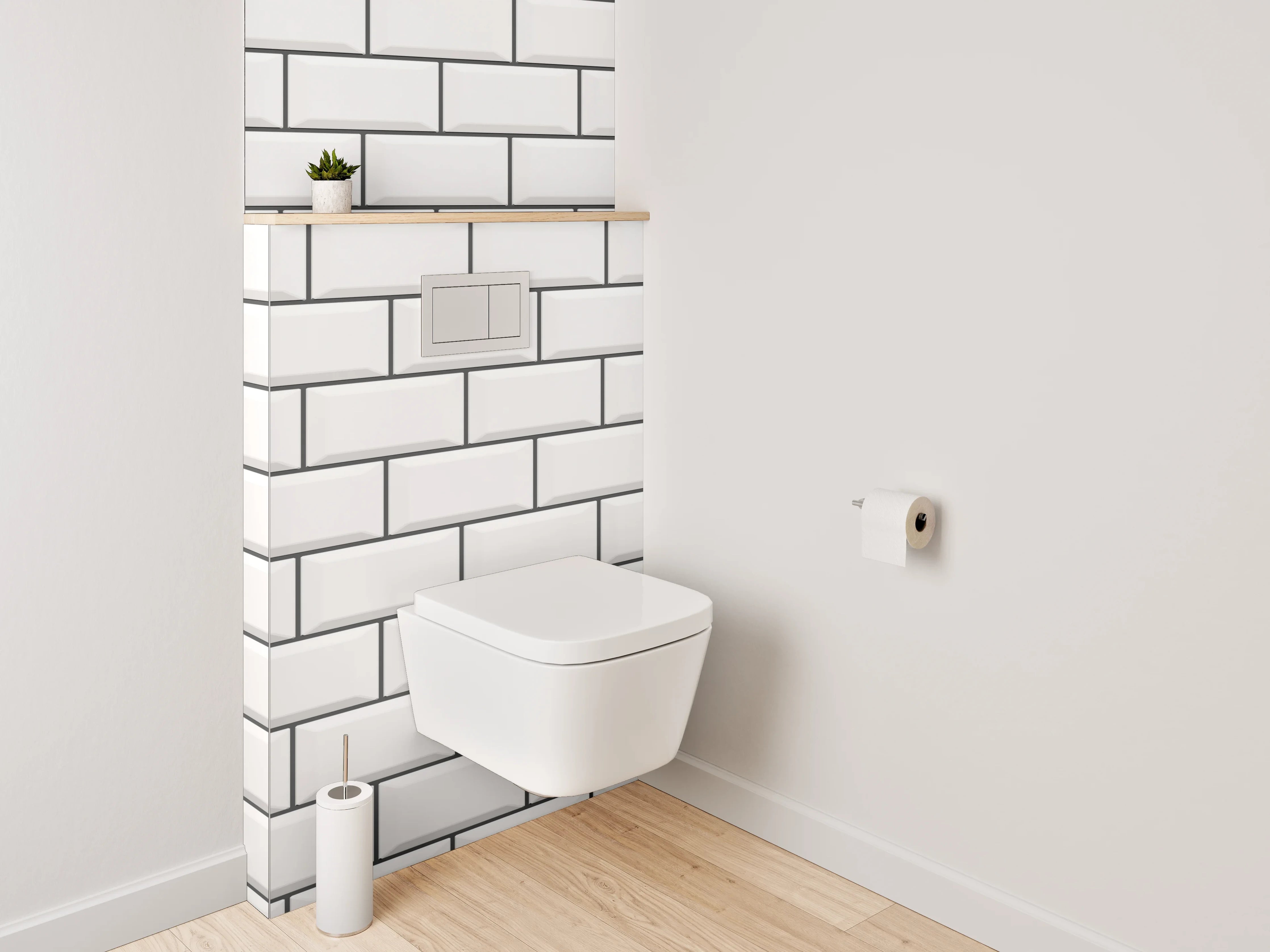 WC-Rückwand - Weiße Fliesenoptik minimalistisch
