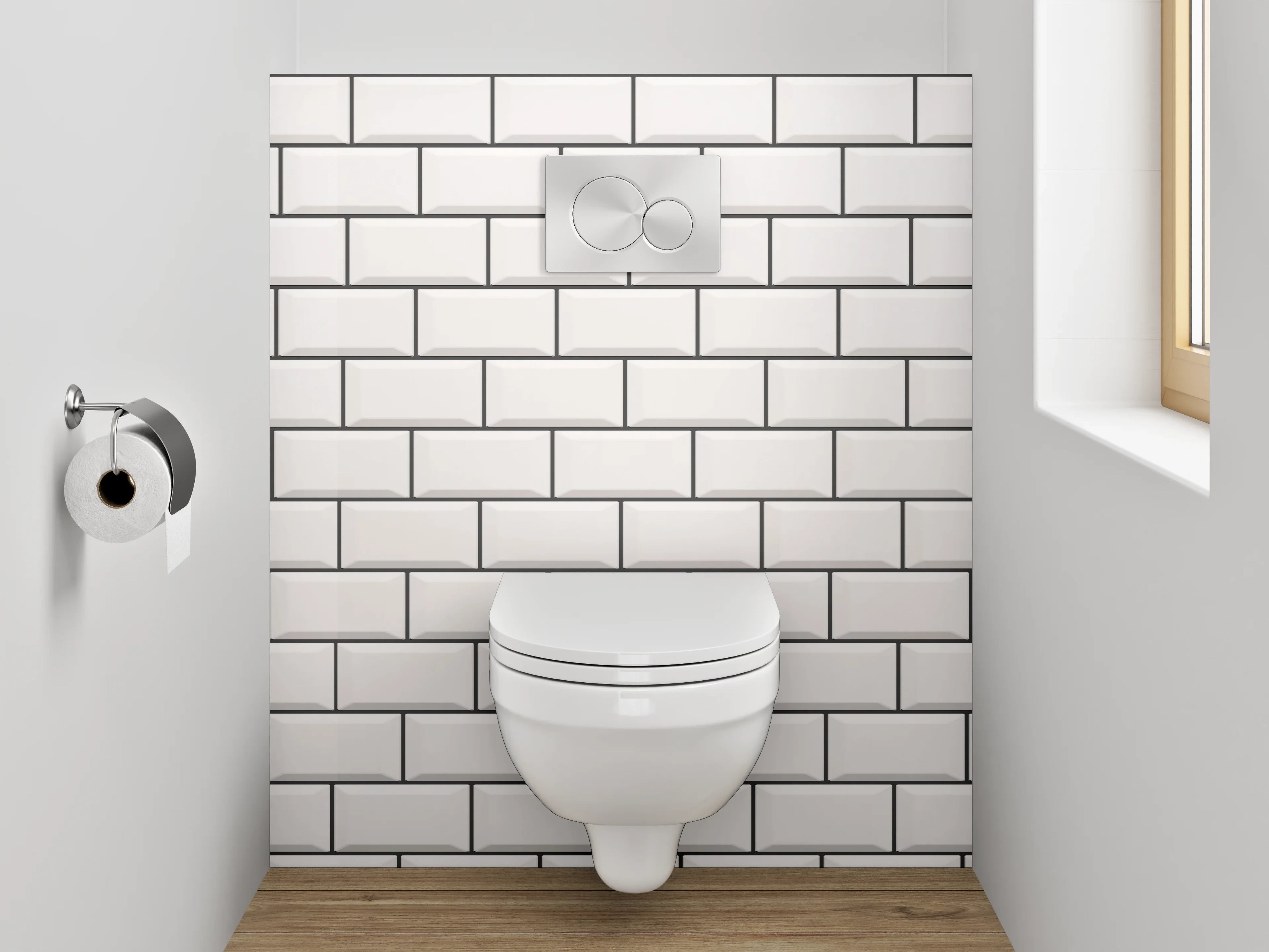 WC-Rückwand - Weiße Fliesenstruktur Wandmotiv