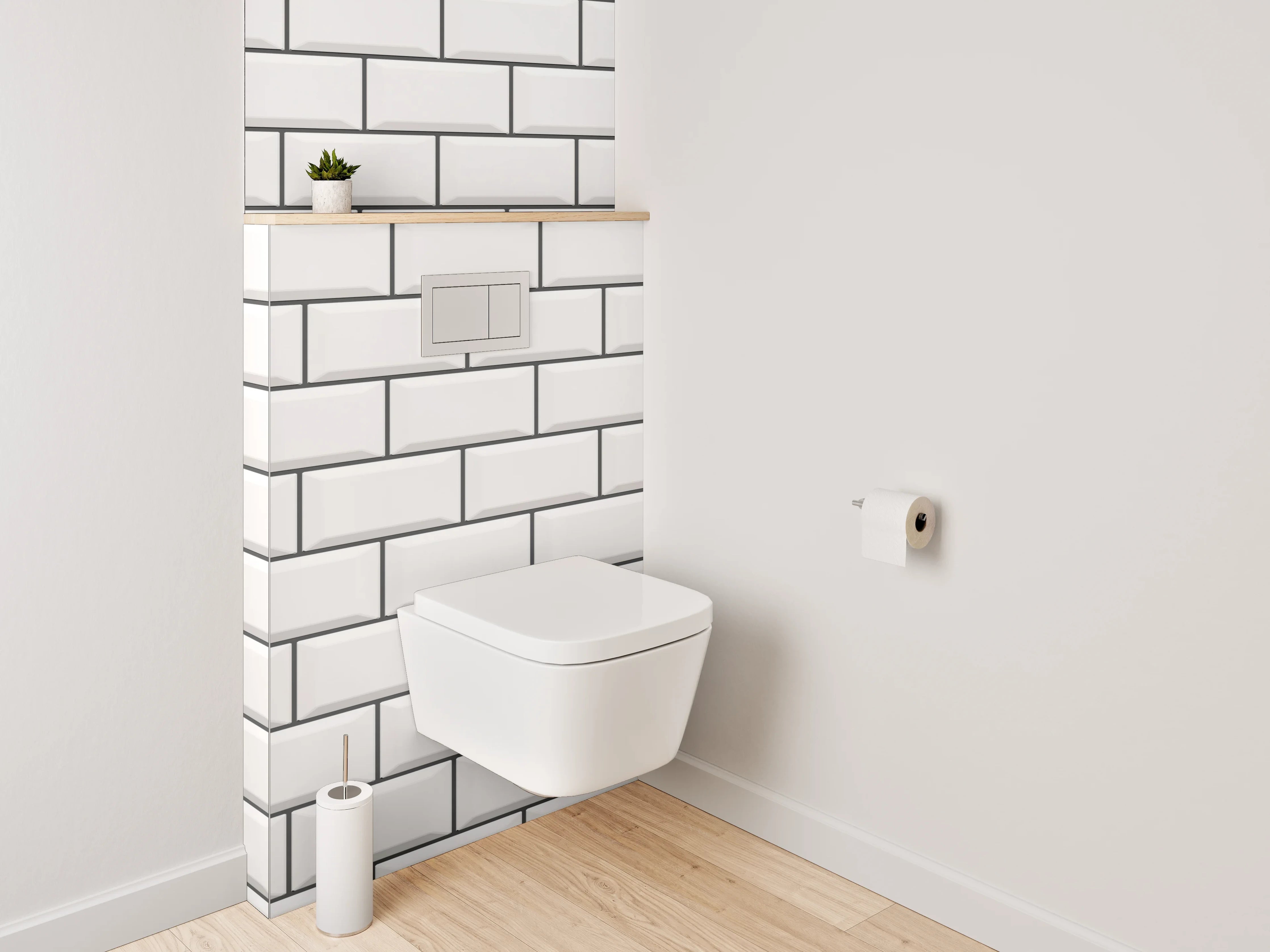 WC-Rückwand - Weiße Fliesenstruktur Wandmotiv