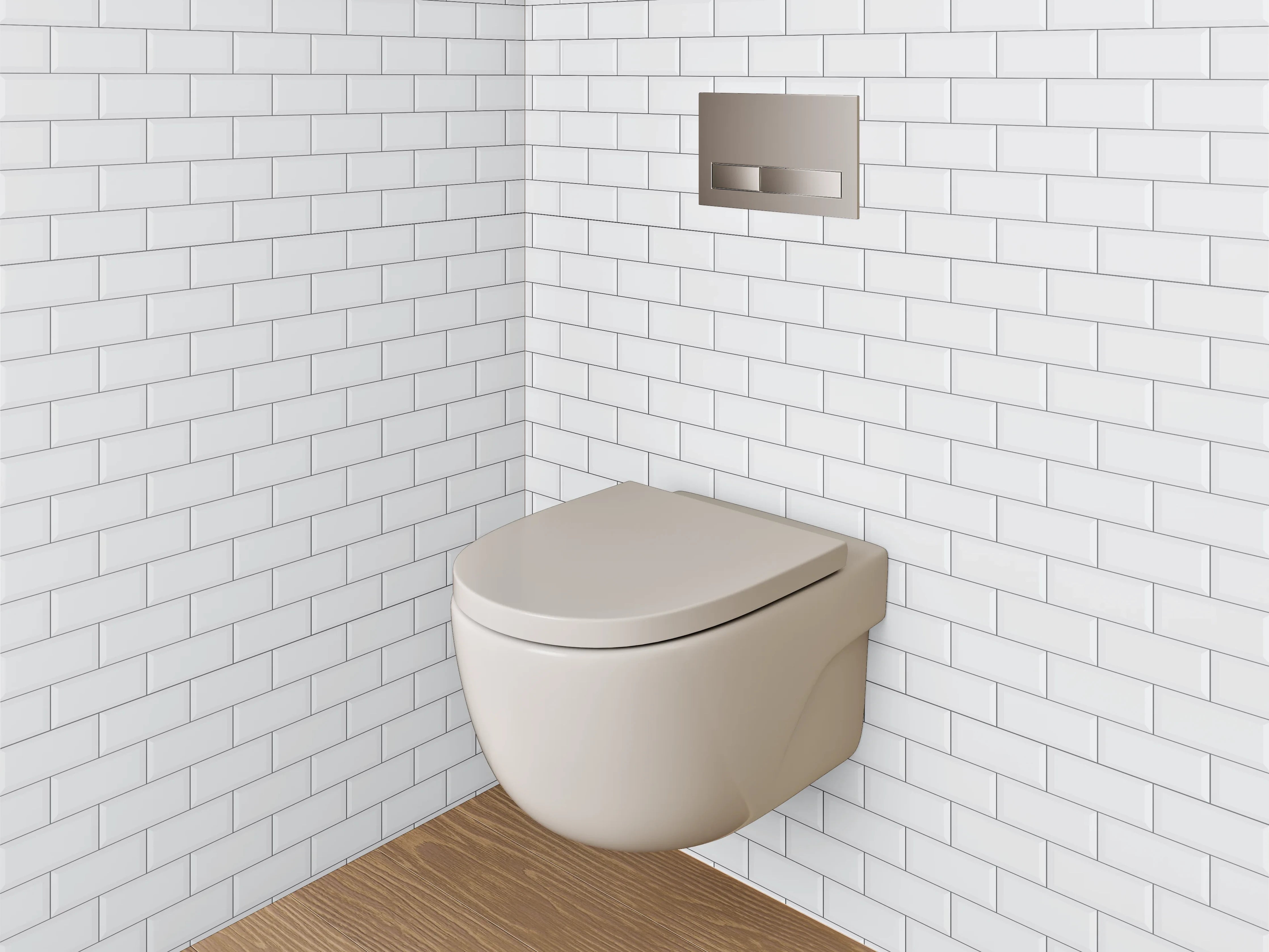 WC-Rückwand - Weiße Fliesenstruktur – Minimalistisches Wanddesign