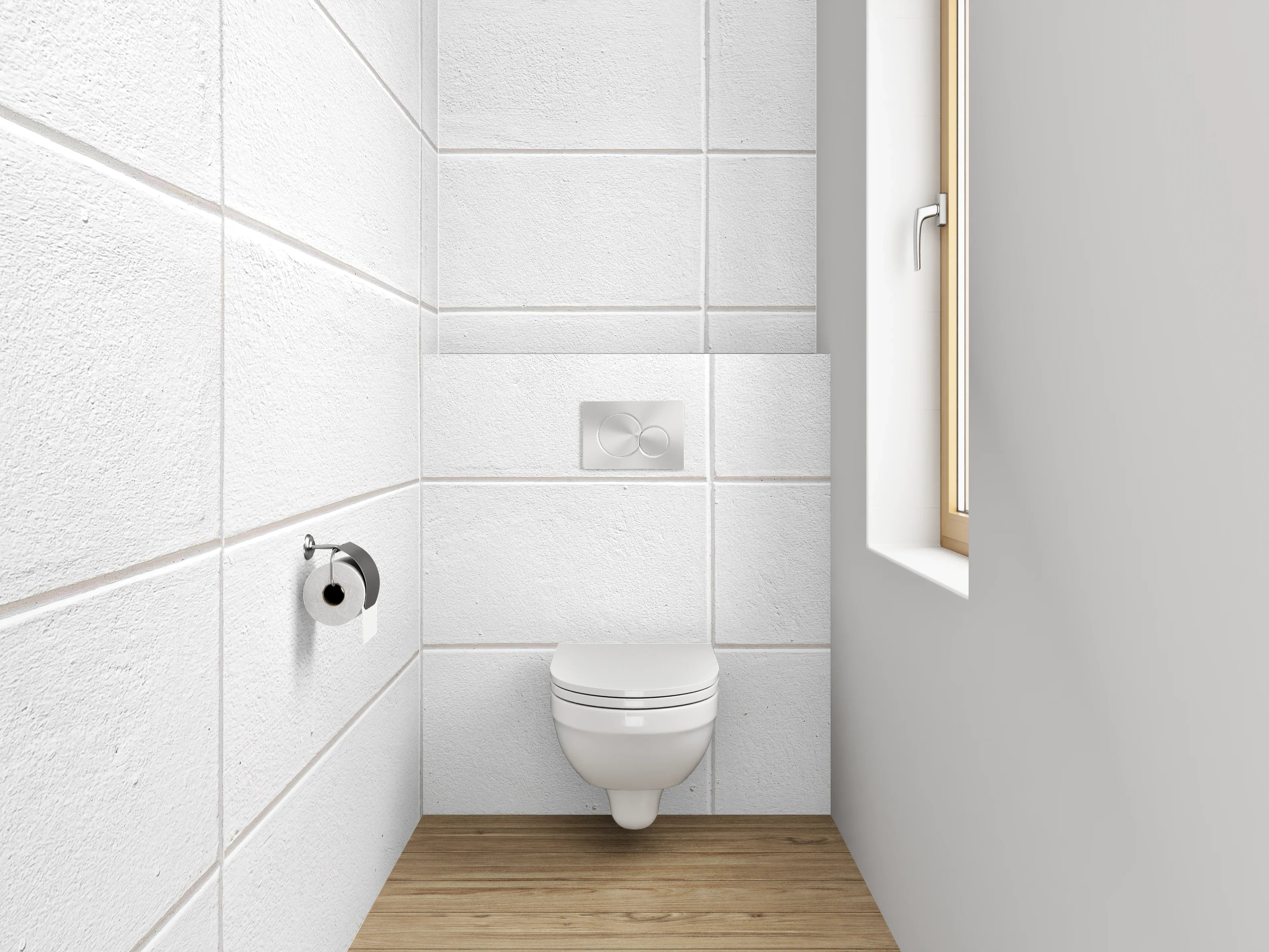 WC-Rückwand - Weiße Fliesenstruktur minimalistisch