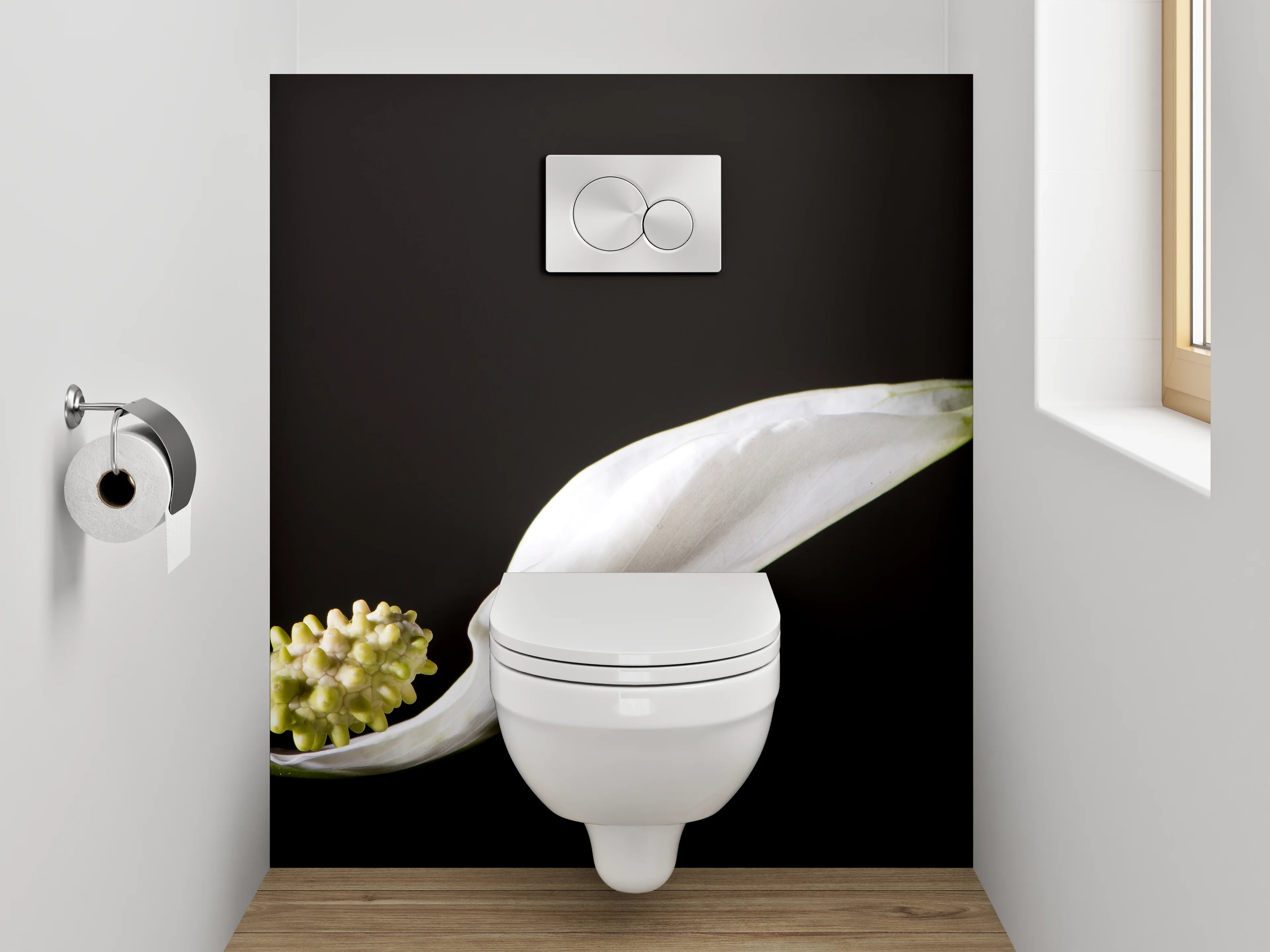 WC-Rückwand - Weiße Friedenslilie minimalistisch