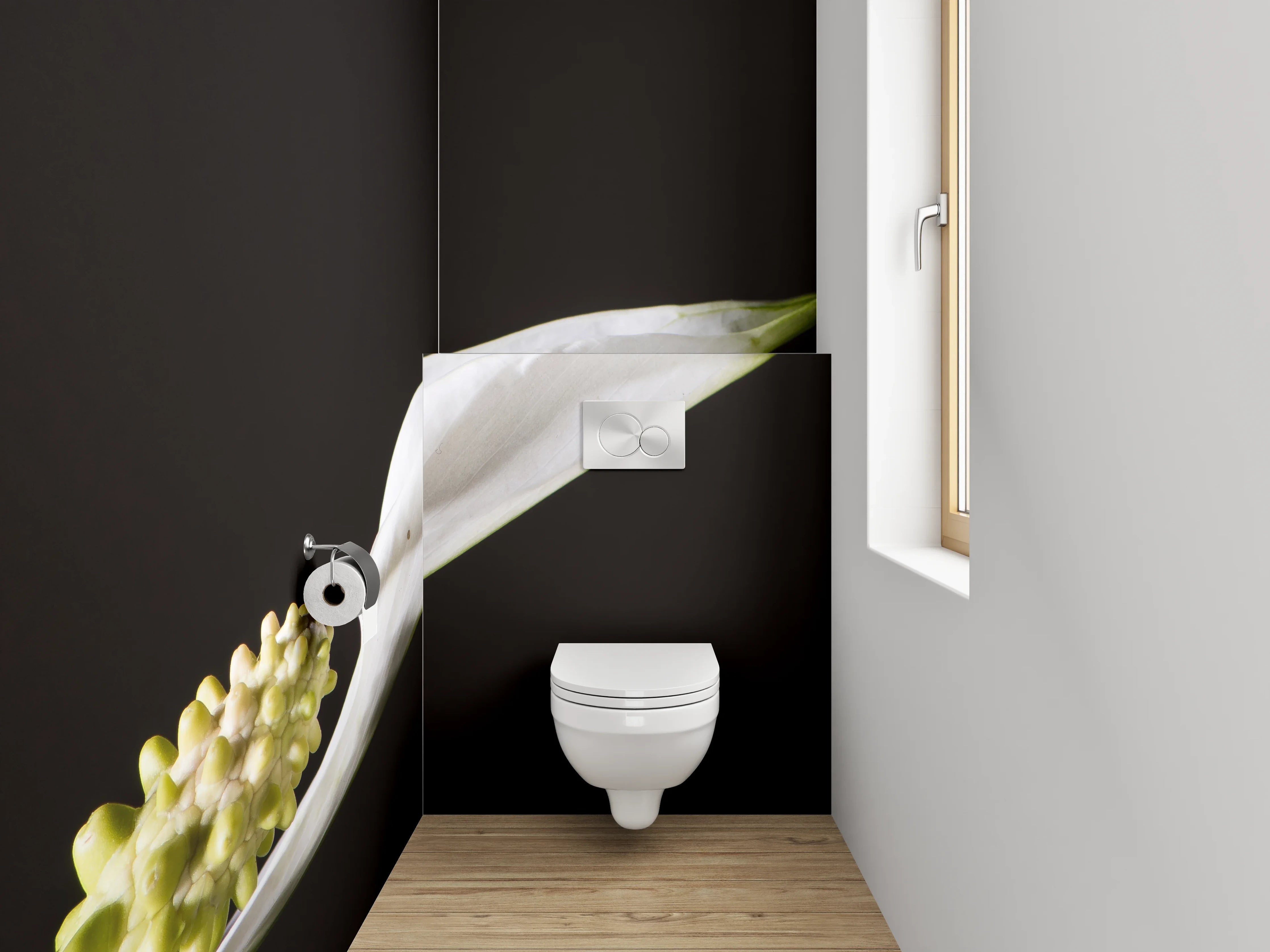 WC-Rückwand - Weiße Friedenslilie minimalistisch