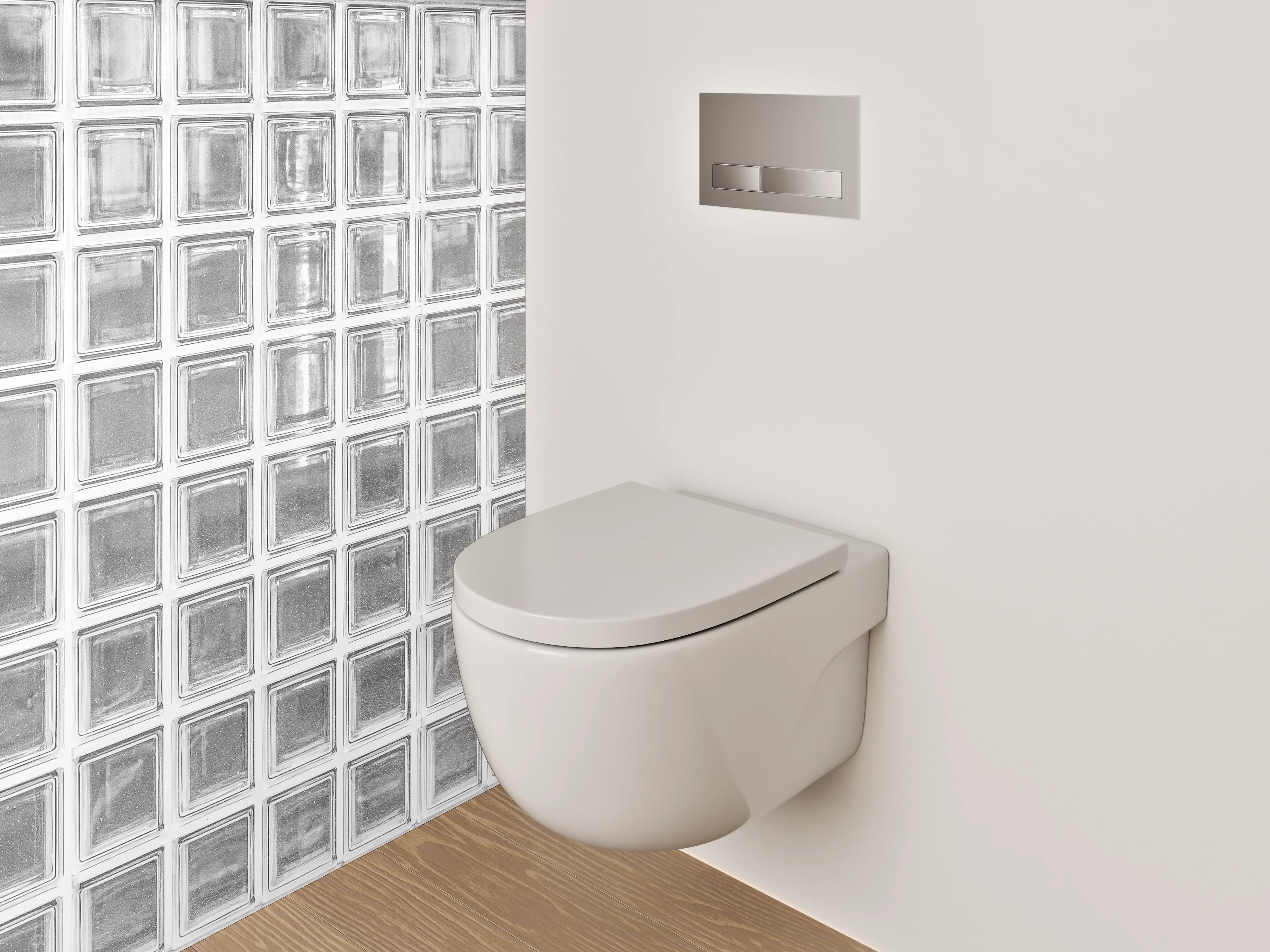 WC-Rückwand - Weiße Glasbaustein-Wand modern
