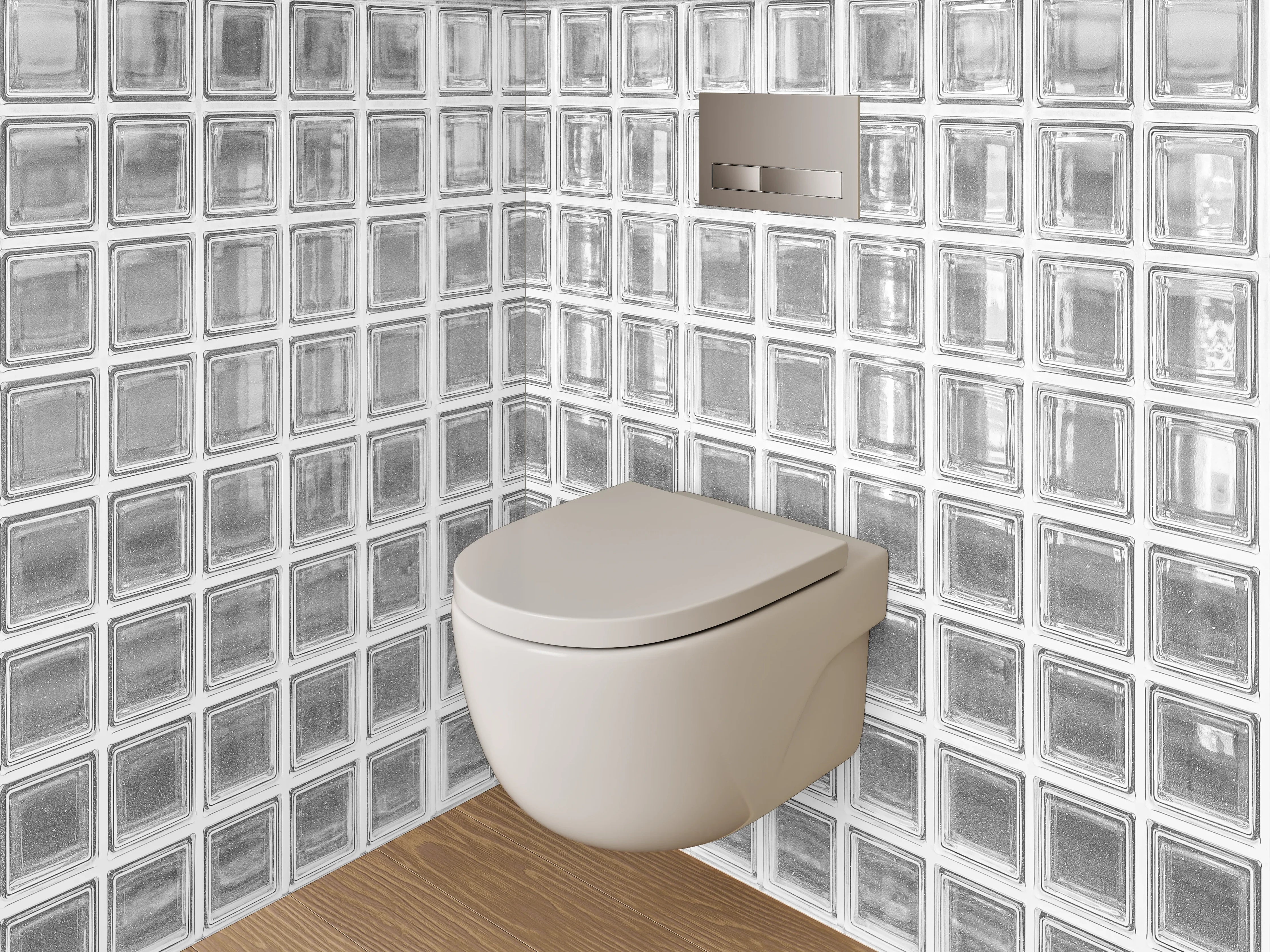 WC-Rückwand - Weiße Glasbaustein-Wand modern