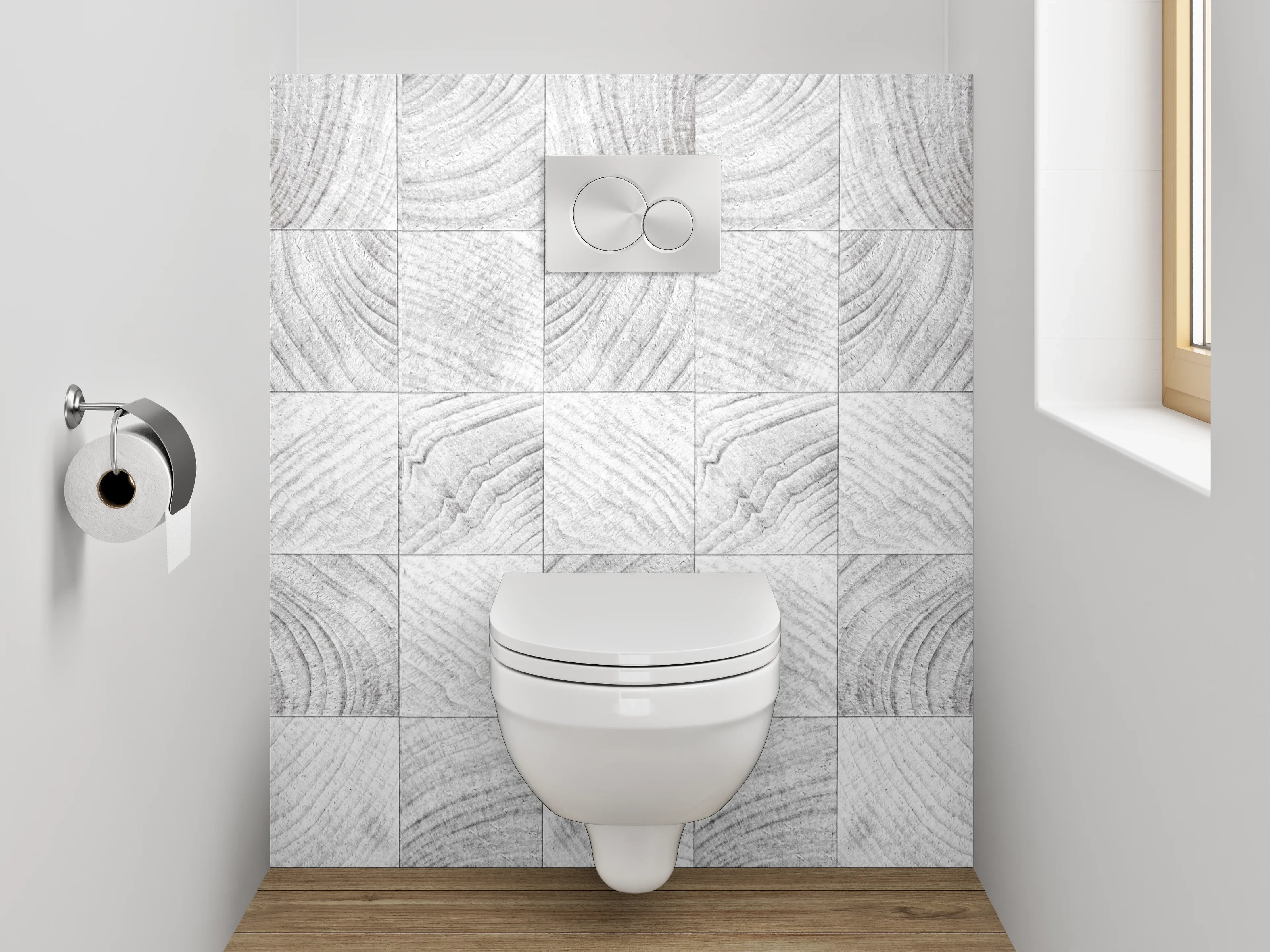 WC-Rückwand - Weiße Holzoptik Fliesen Muster