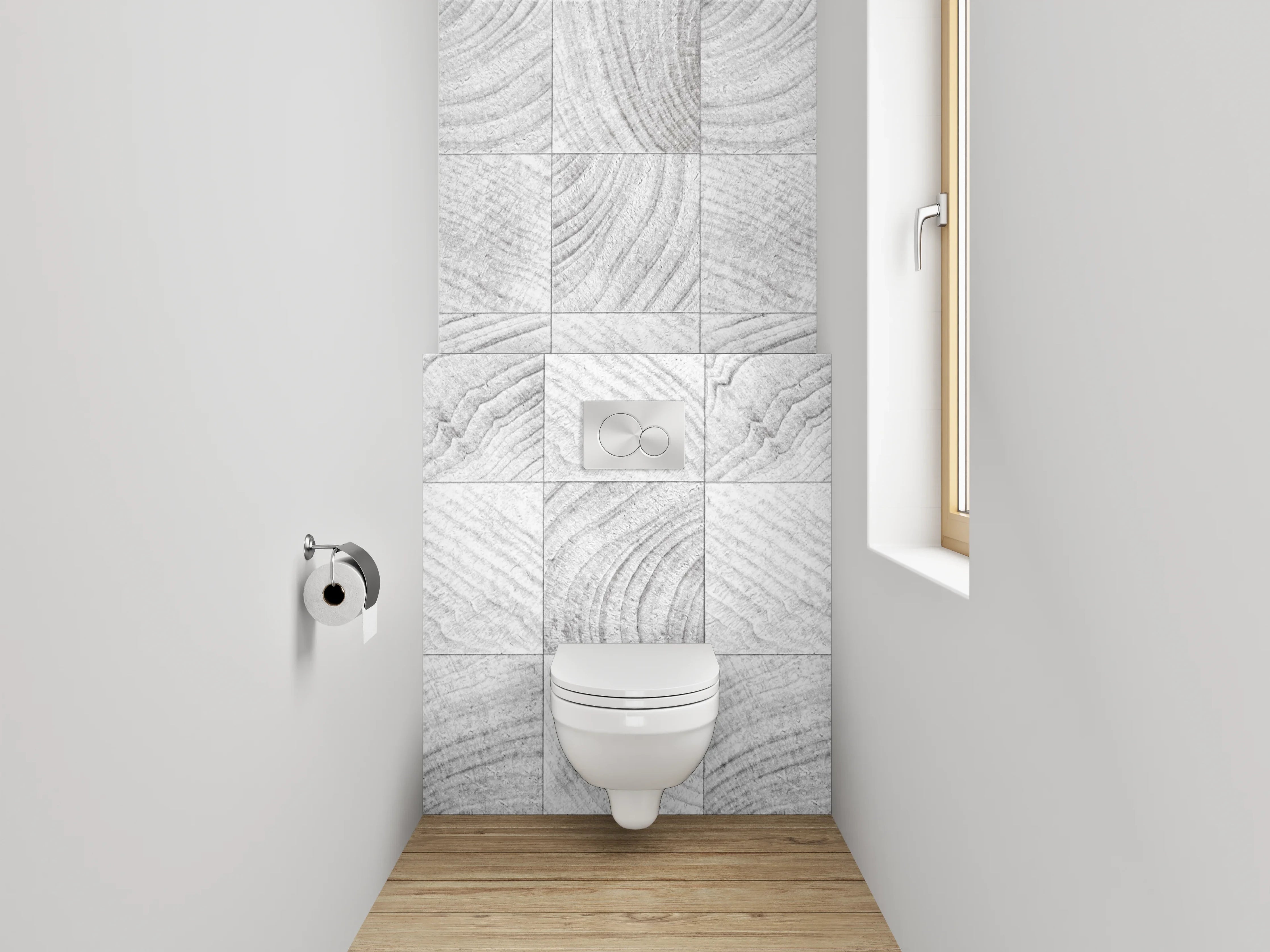 WC-Rückwand - Weiße Holzoptik Fliesen Muster