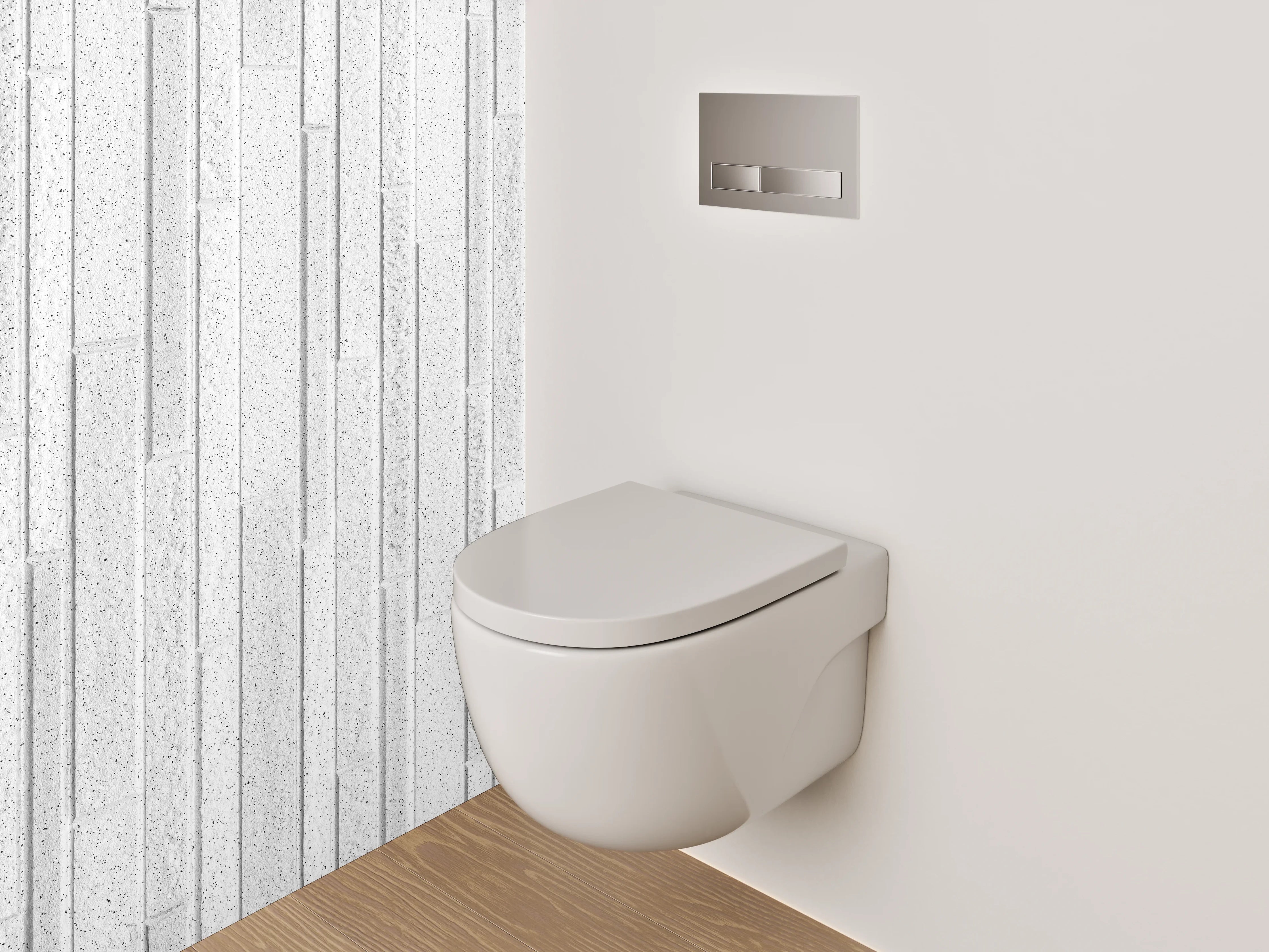 WC-Rückwand - Weiße Holzoptik Paneele