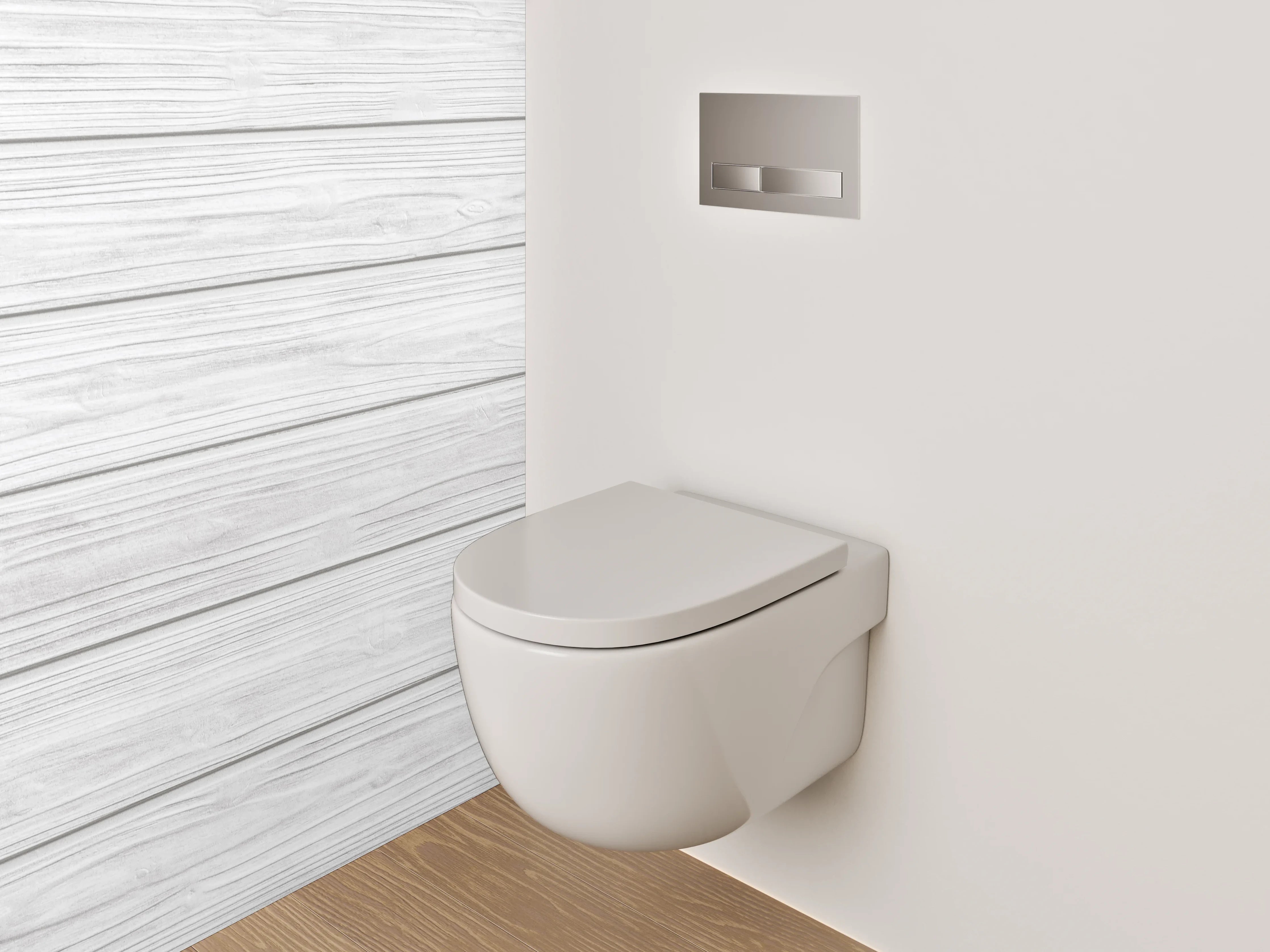 WC-Rückwand - Weiße Holzoptik Paneele modern