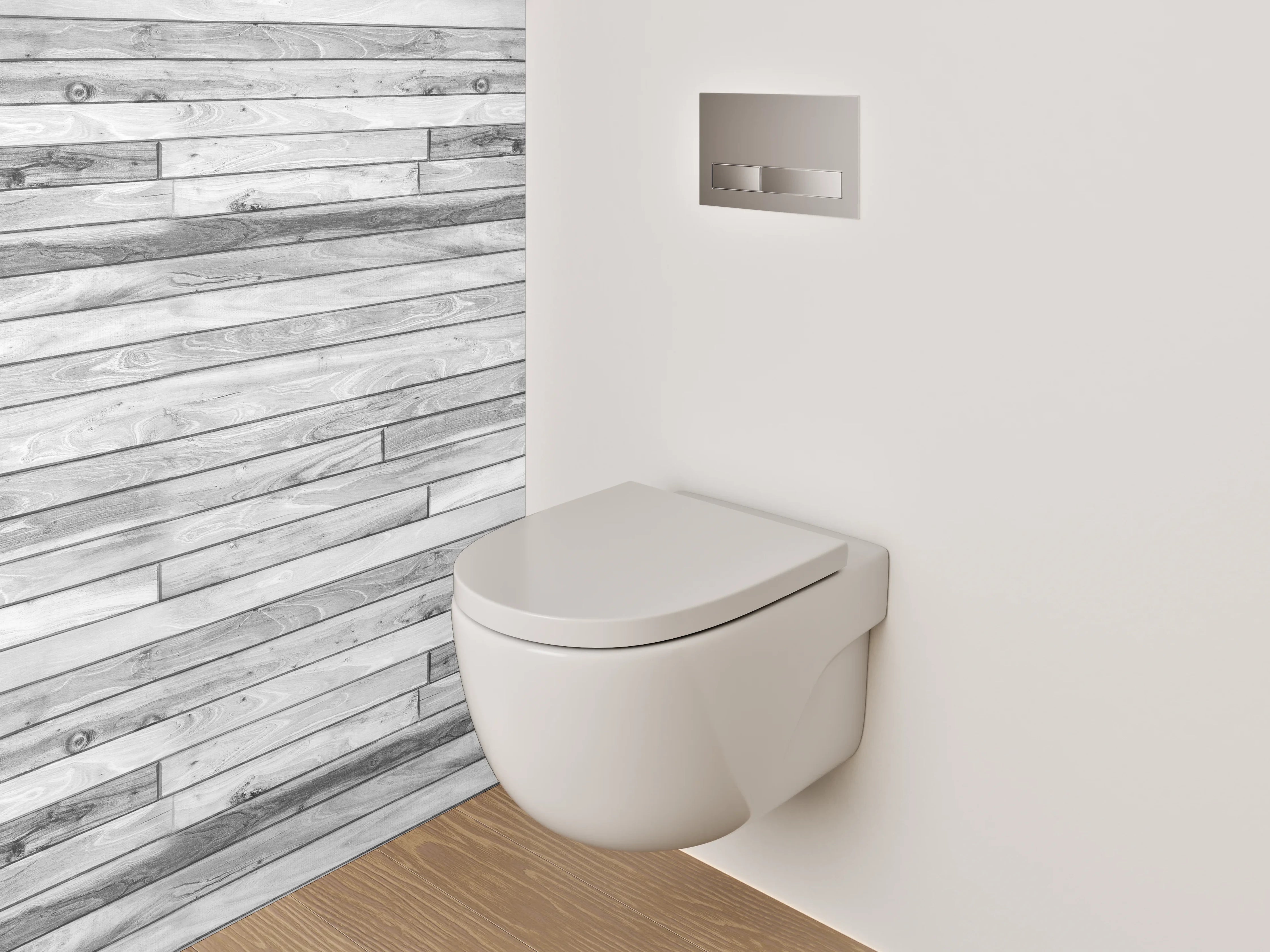 WC-Rückwand - Weiße Holzoptik Wandpaneel