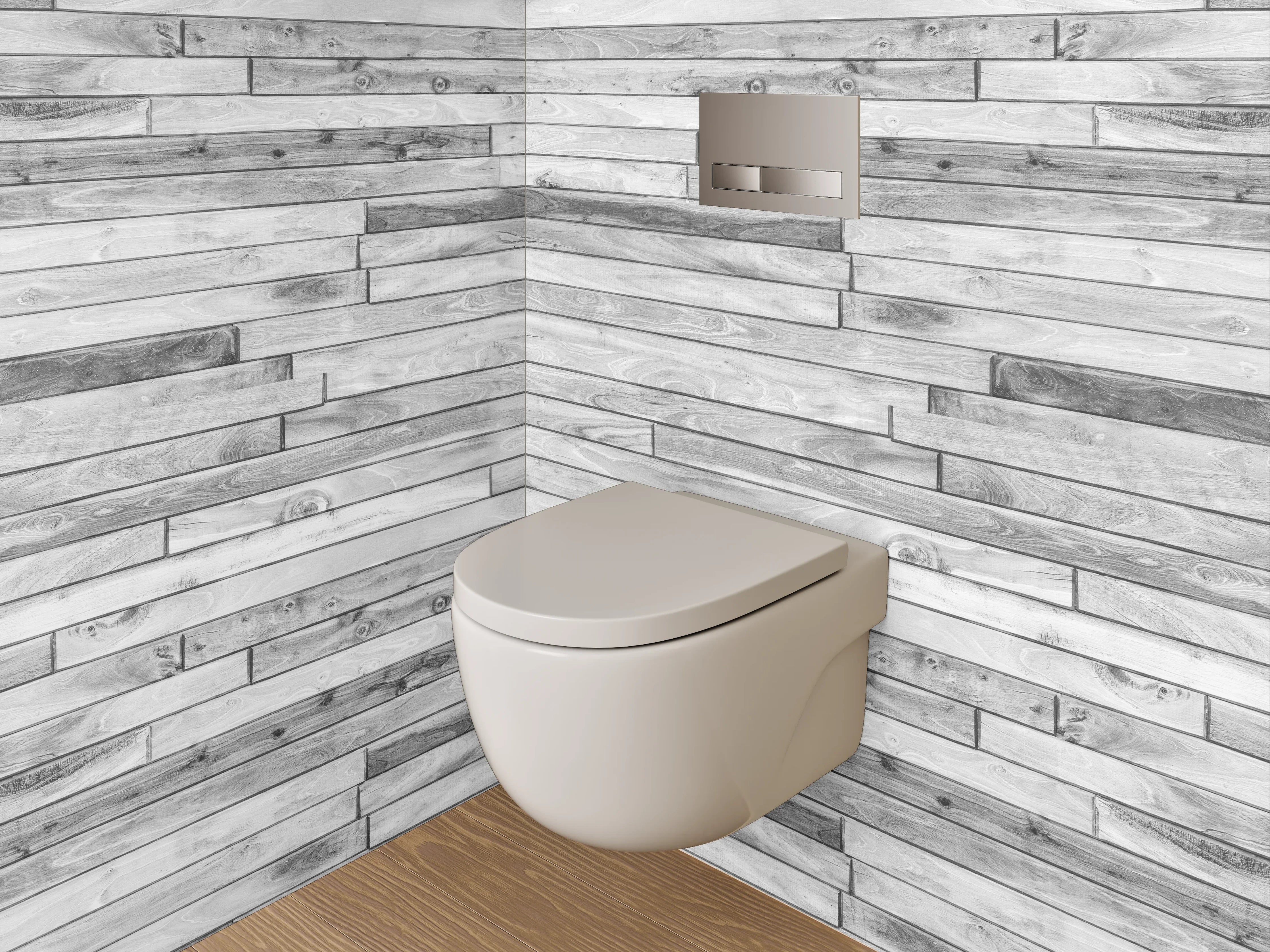 WC-Rückwand - Weiße Holzoptik Wandpaneel