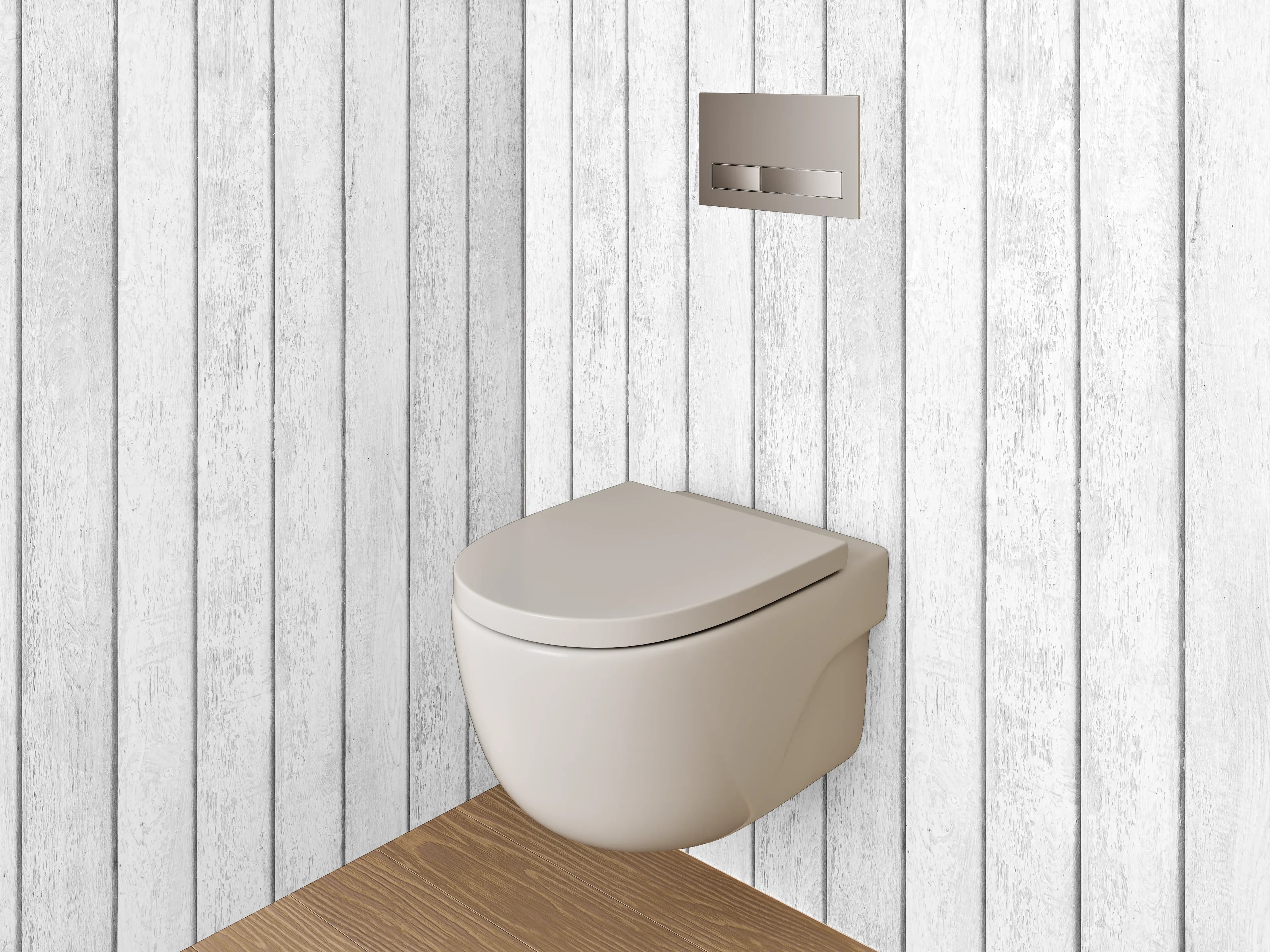 WC-Rückwand - Weiße Holzwand mit vertikalen Linien