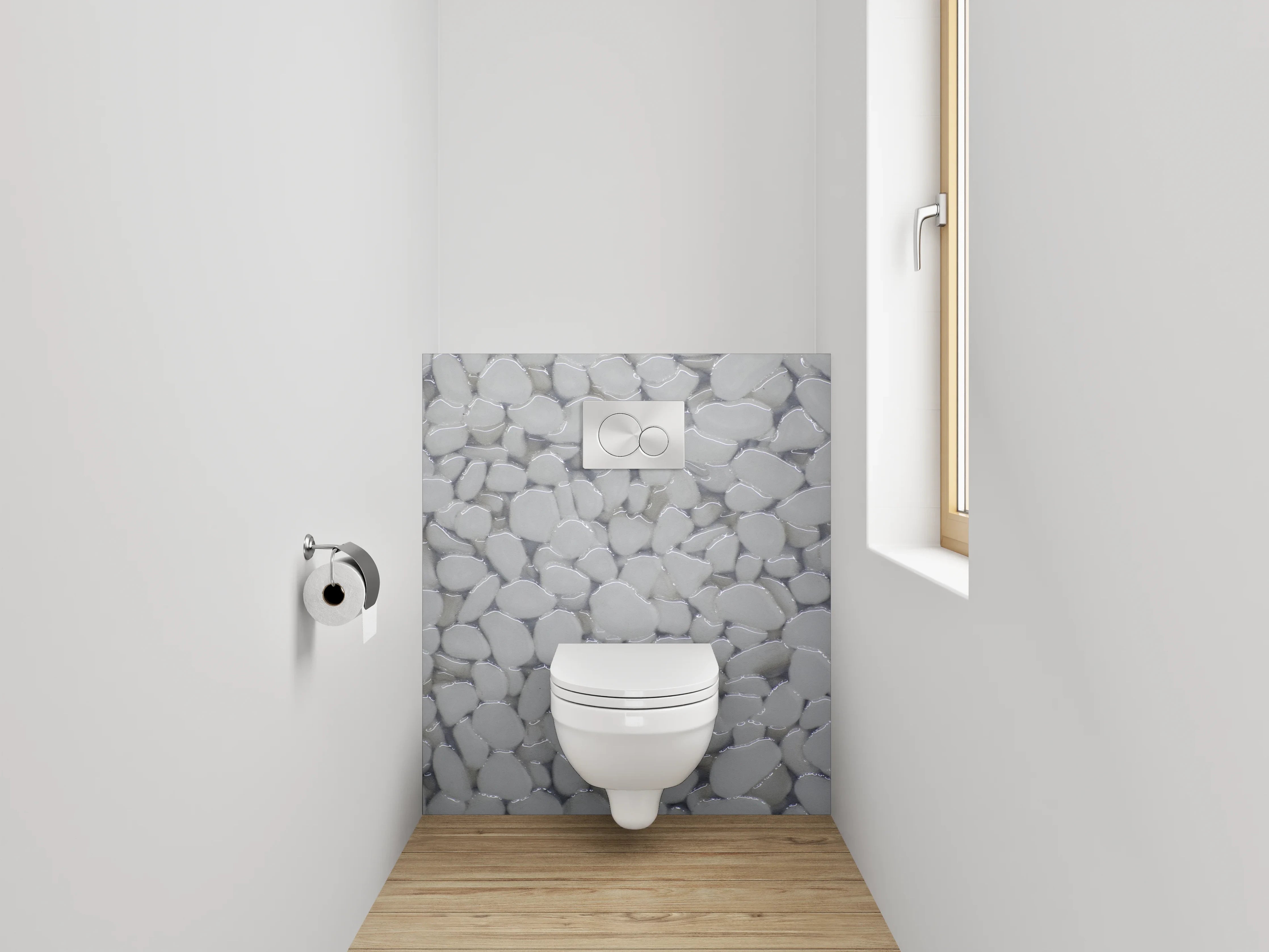 WC-Rückwand - Weiße Kieselstein-Oberfläche modern