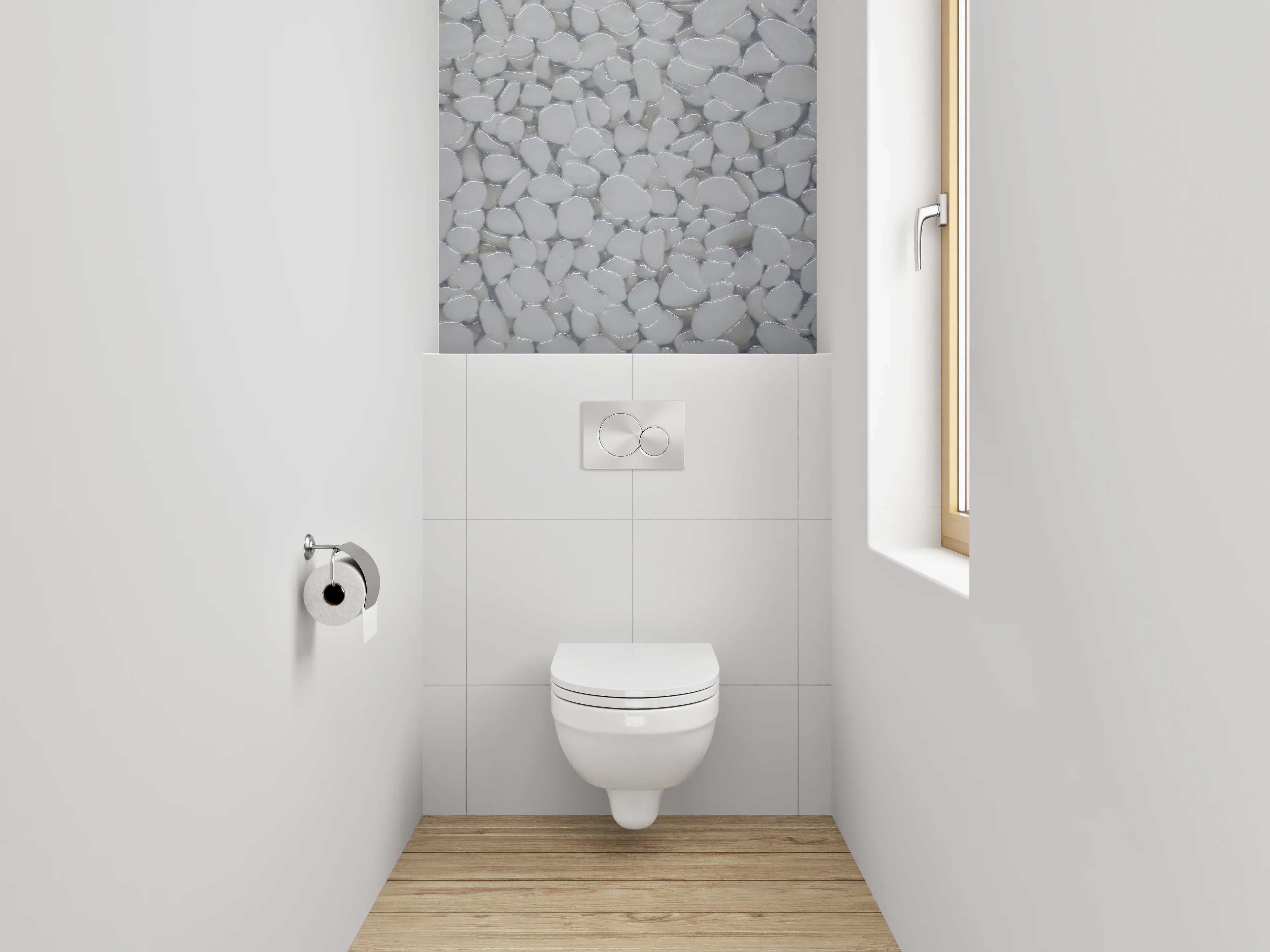 WC-Rückwand - Weiße Kieselstein-Oberfläche modern