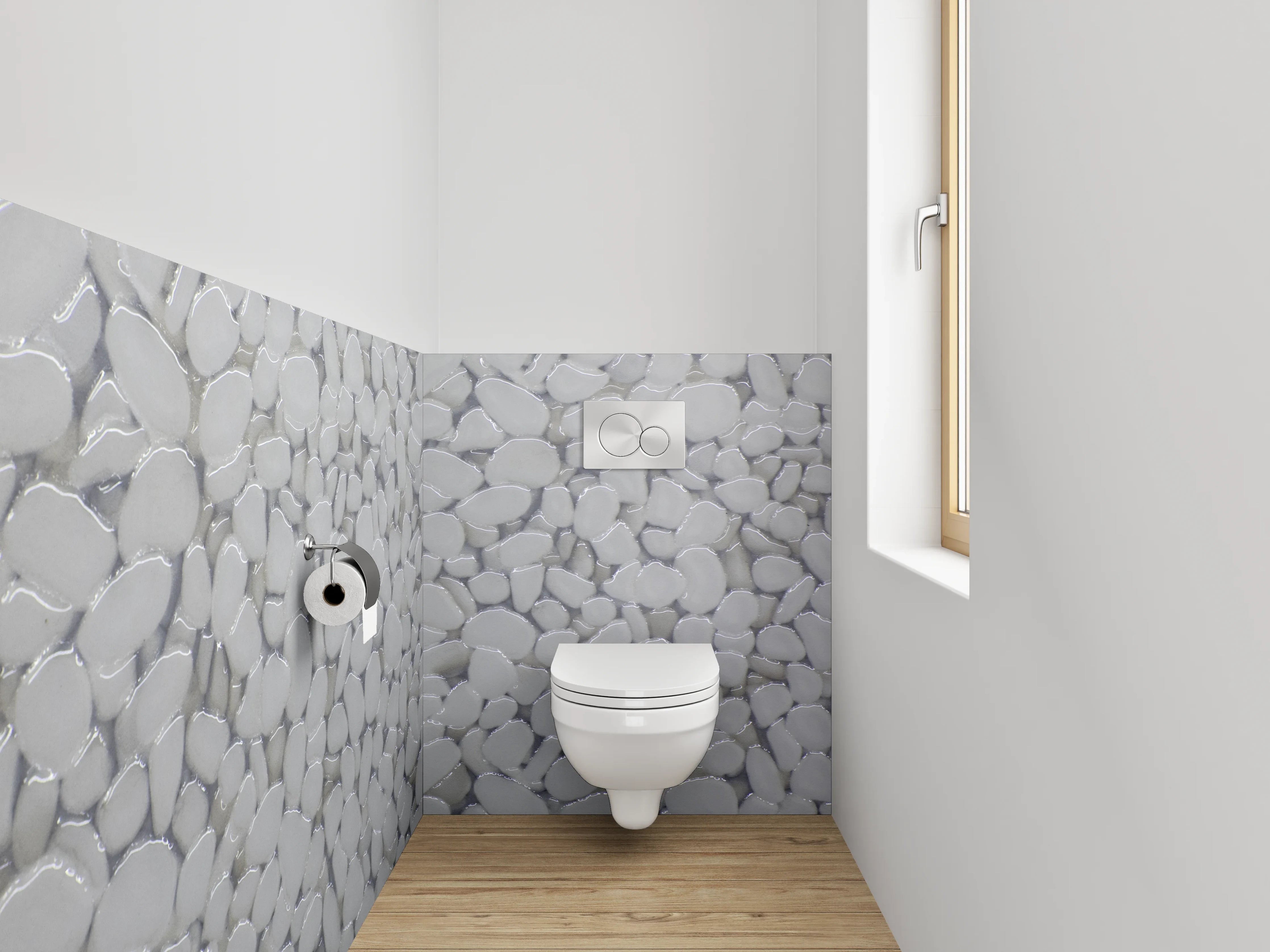 WC-Rückwand - Weiße Kieselstein-Oberfläche modern