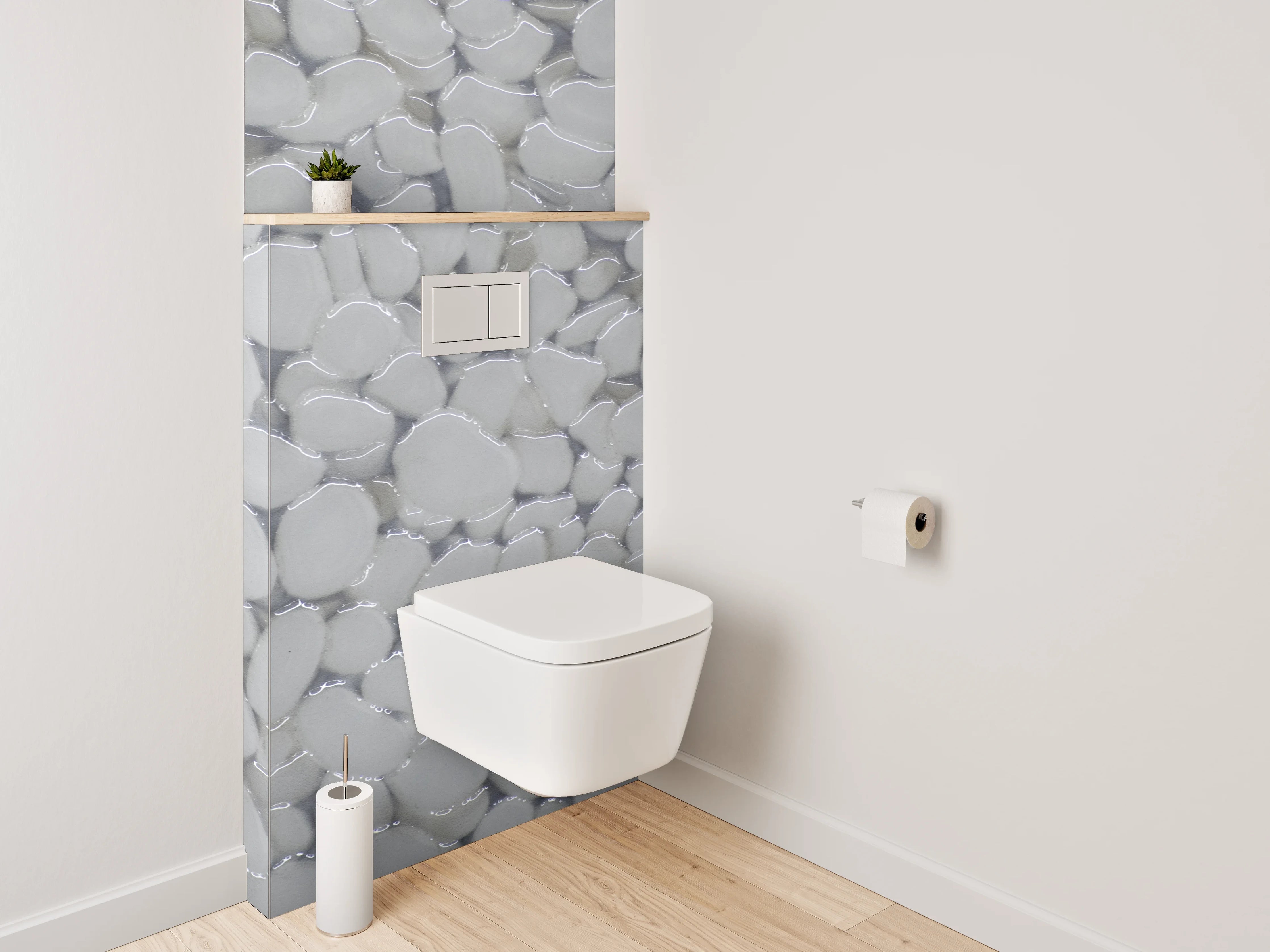 WC-Rückwand - Weiße Kieselstein-Oberfläche modern