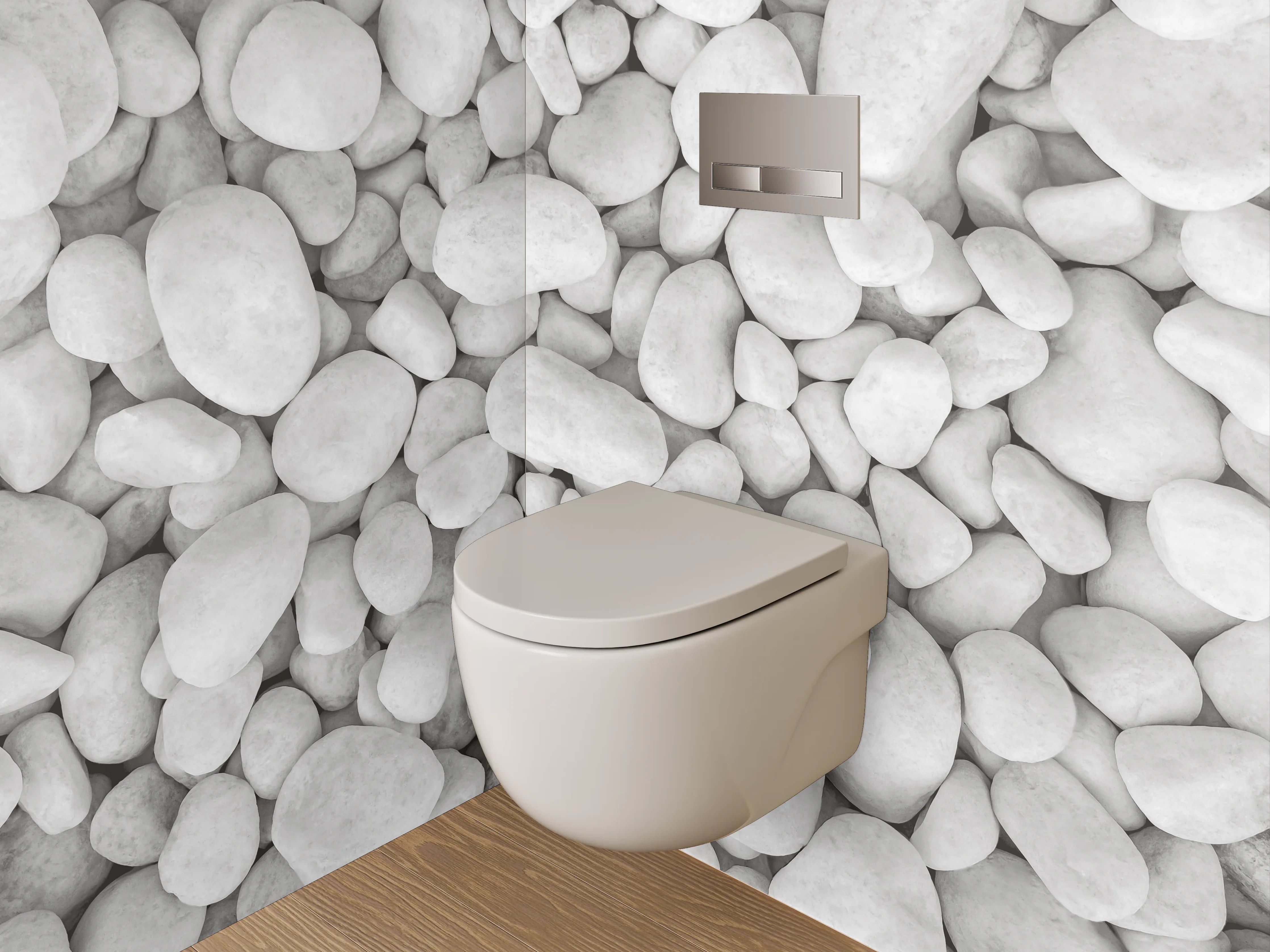 WC-Rückwand - Weiße Kieselsteine Natursteinoptik