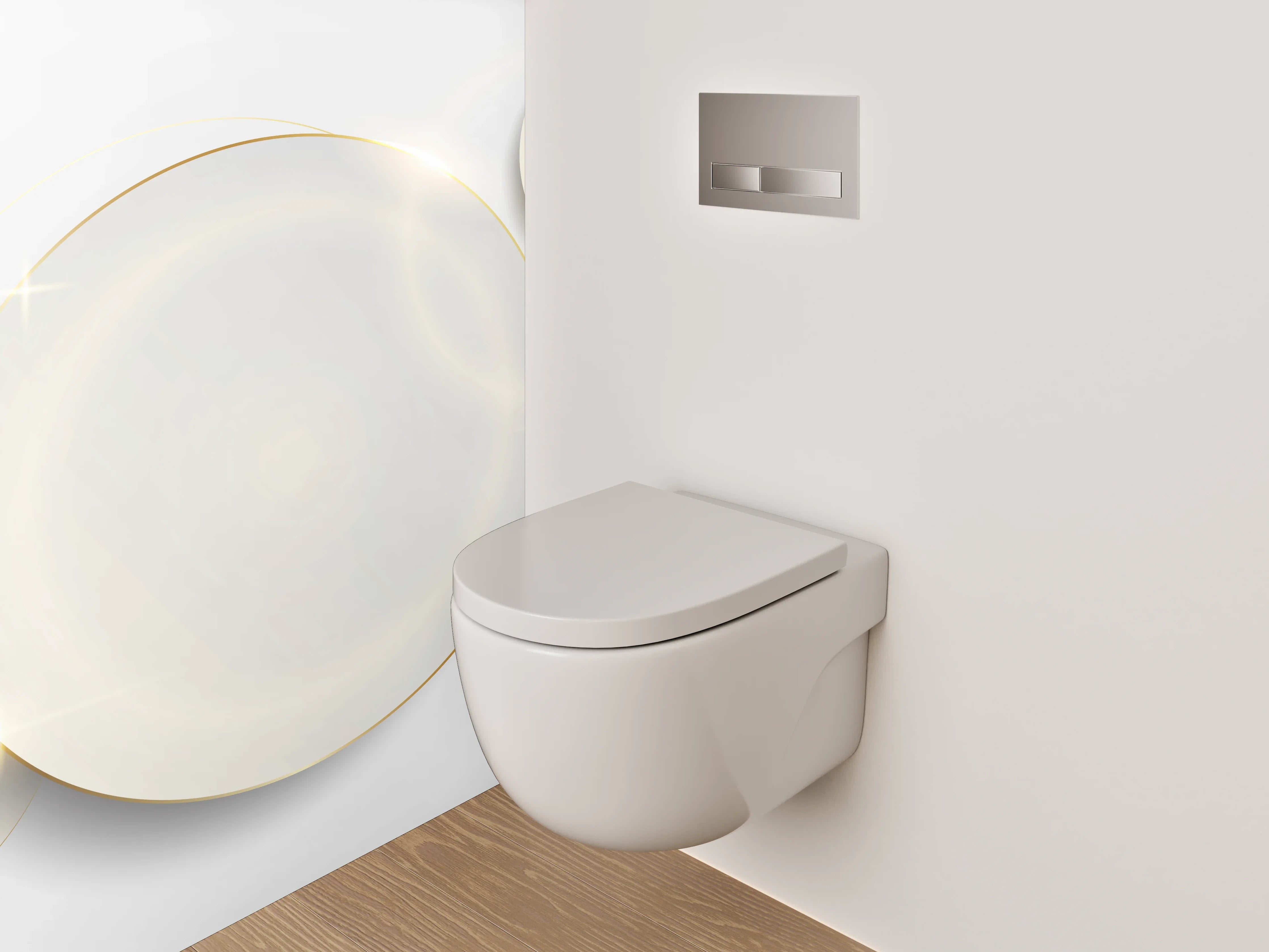WC-Rückwand - Weiße Kreise mit Goldeffekt