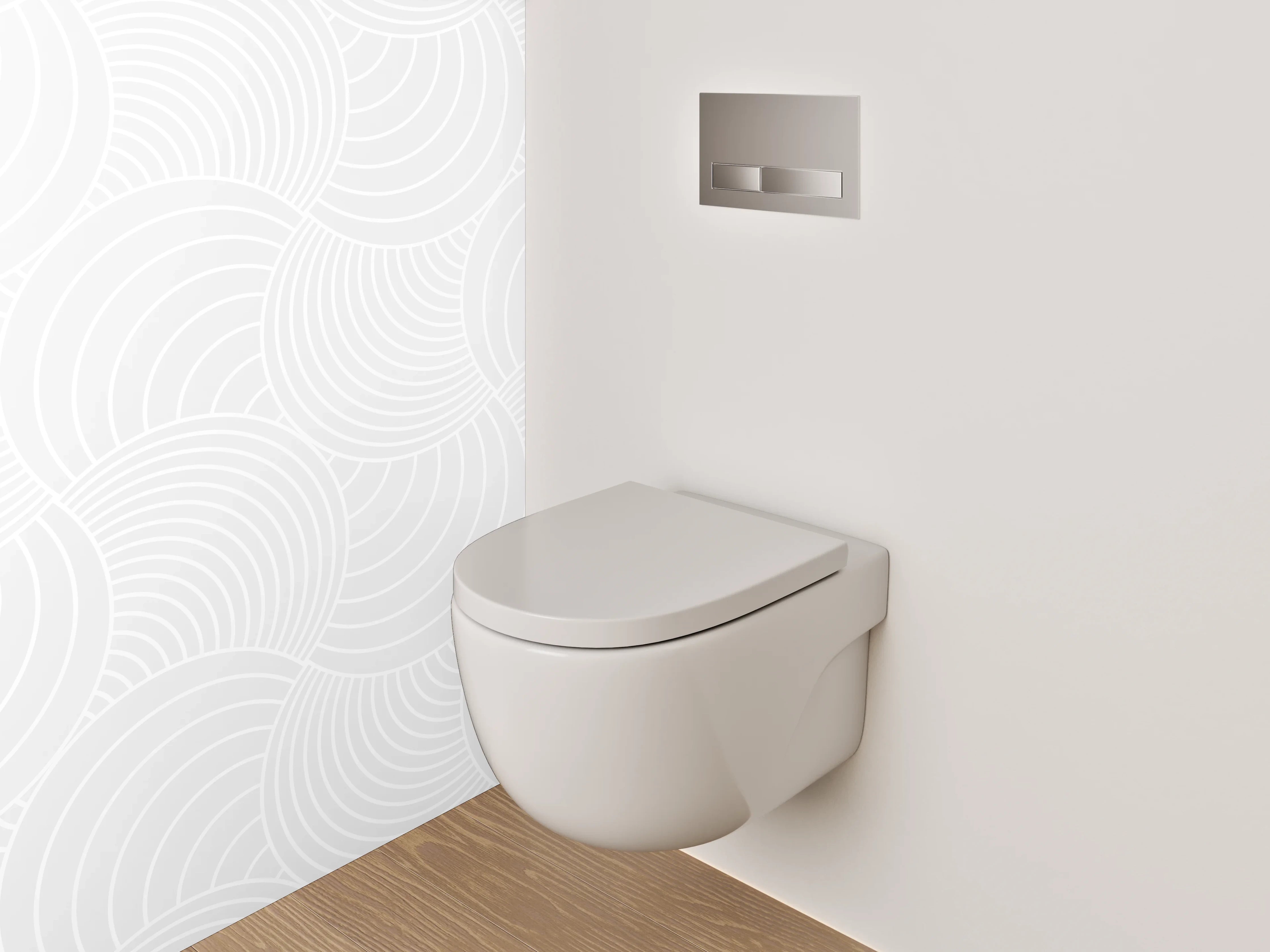 WC-Rückwand - Weiße Kreismuster Wellenoptik Tapete