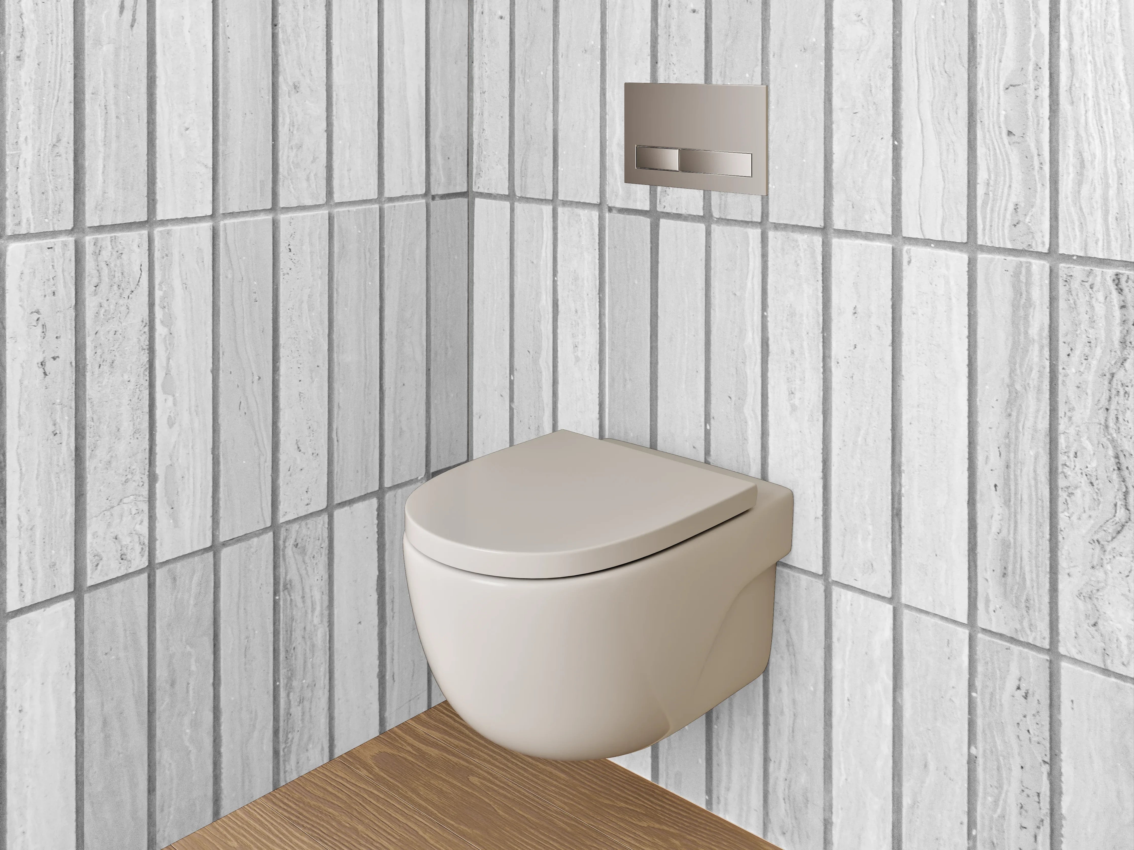 WC-Rückwand - Weiße Marmor-Fliesenoptik mit feinen Linien