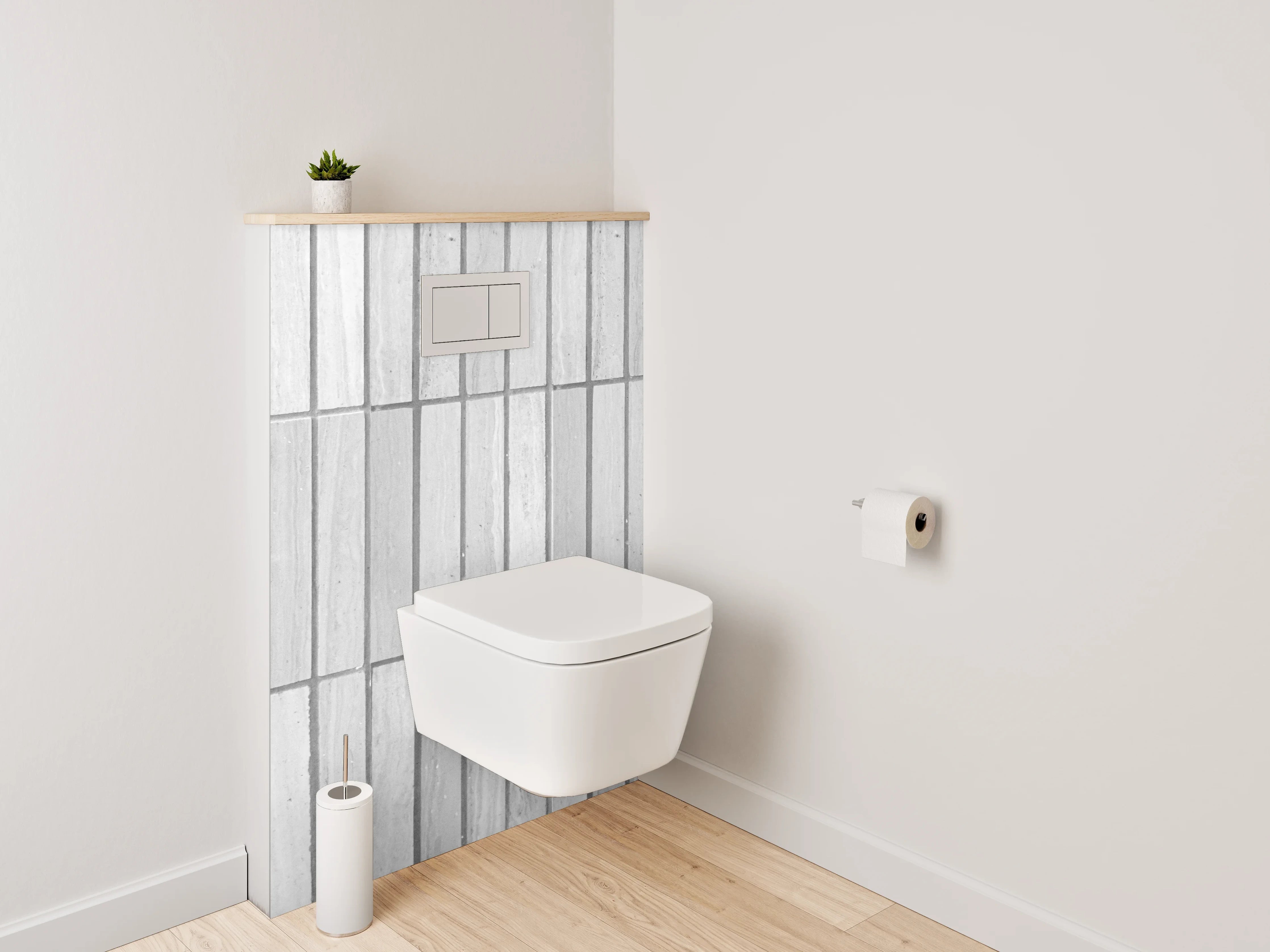 WC-Rückwand - Weiße Marmor-Fliesenoptik mit feinen Linien
