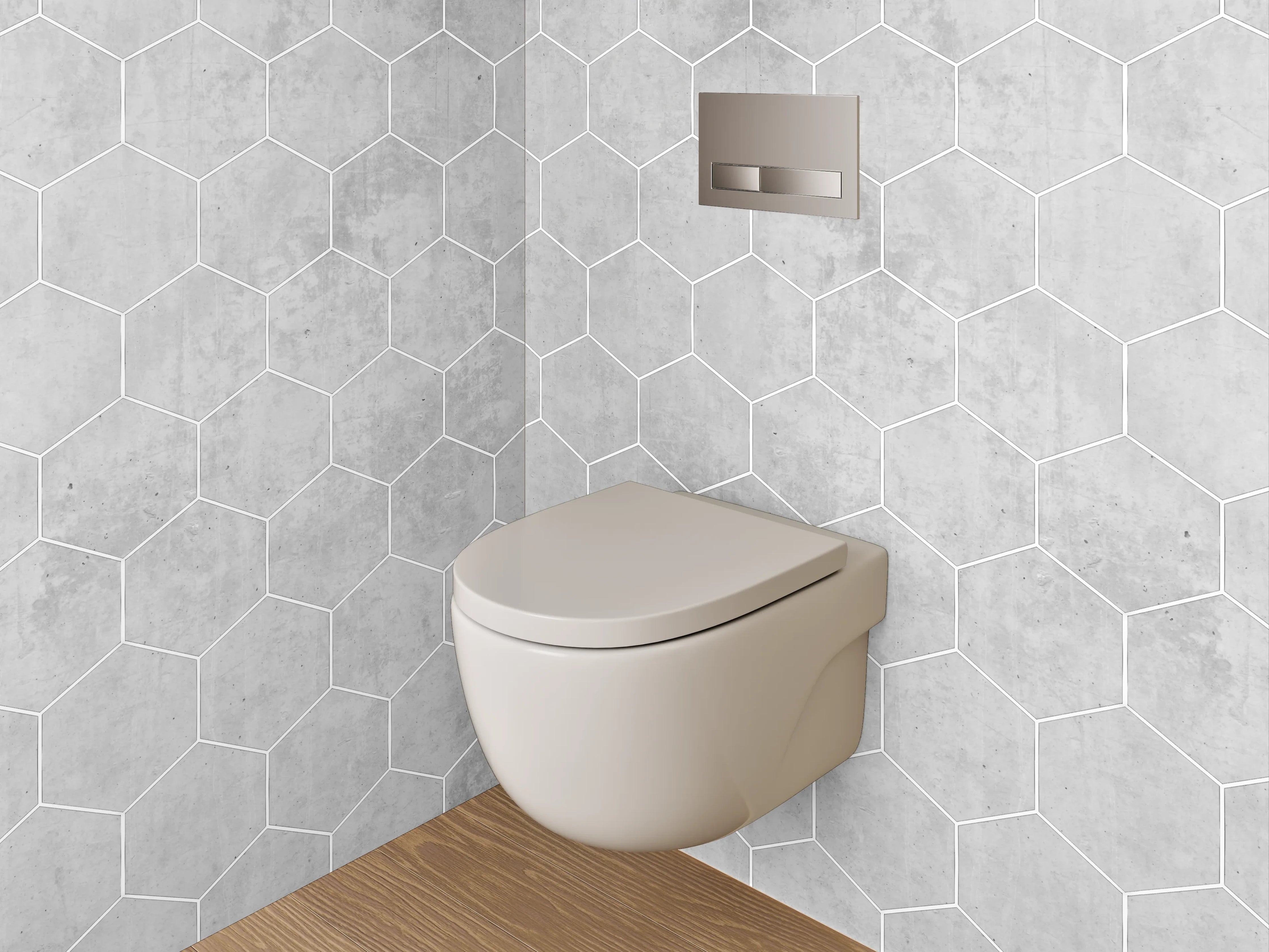 WC-Rückwand - Weiße Marmor-Hexagon Strukturfliesen