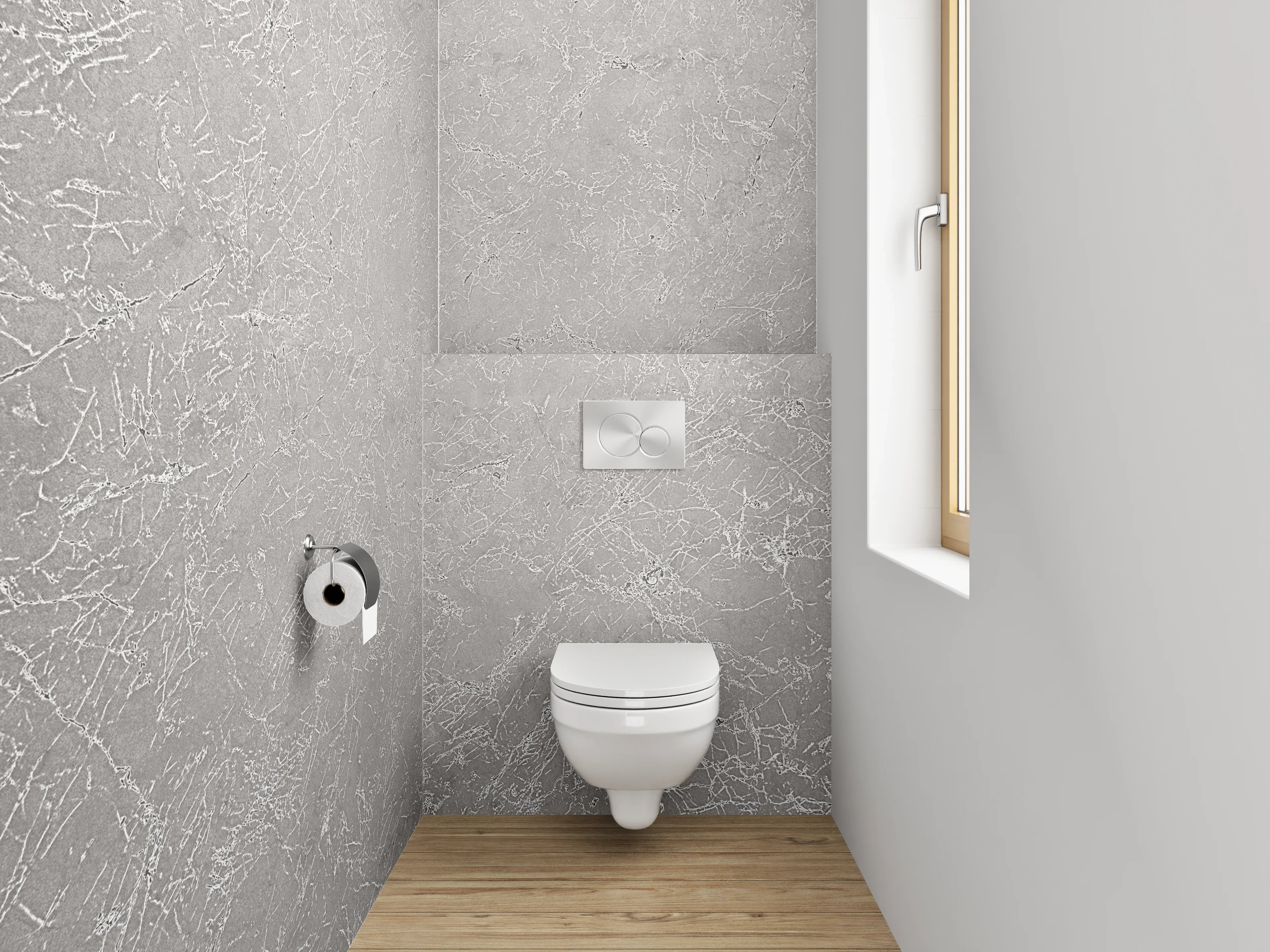 WC-Rückwand - Weiße Marmor-Optik mit feinen Strukturen