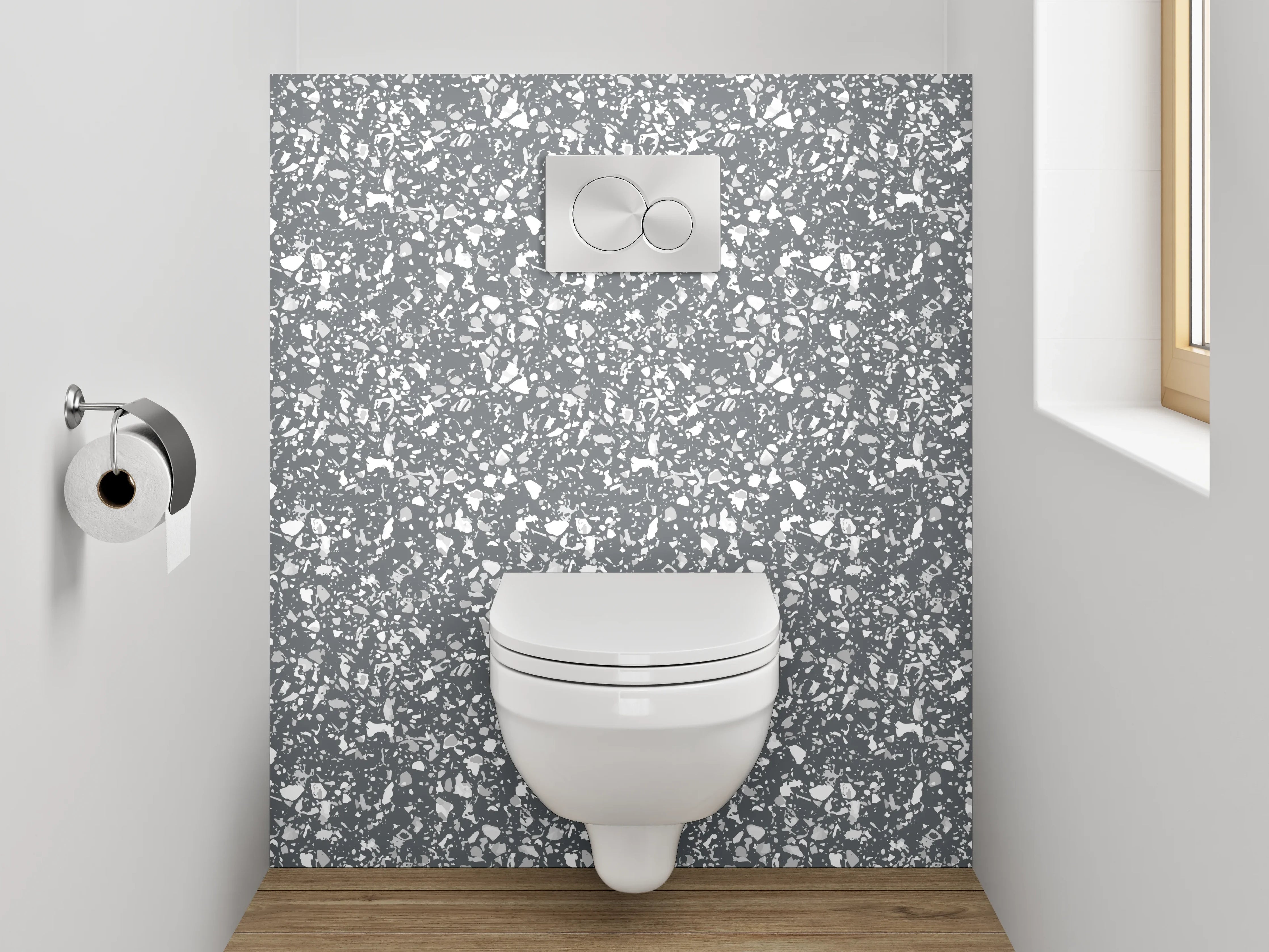 WC-Rückwand - Weiße Marmor-Optik mit feiner Maserung