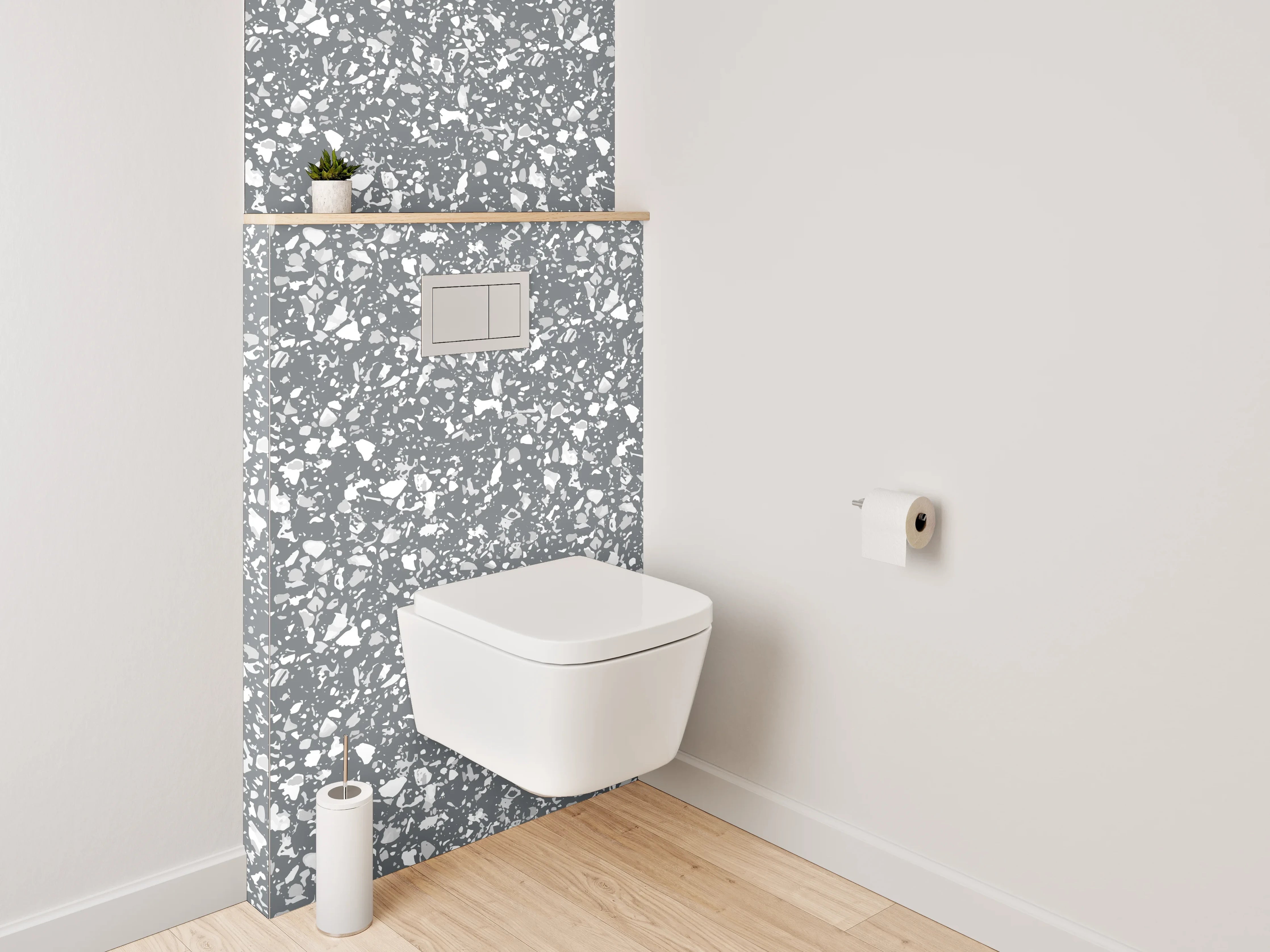 WC-Rückwand - Weiße Marmor-Optik mit feiner Maserung