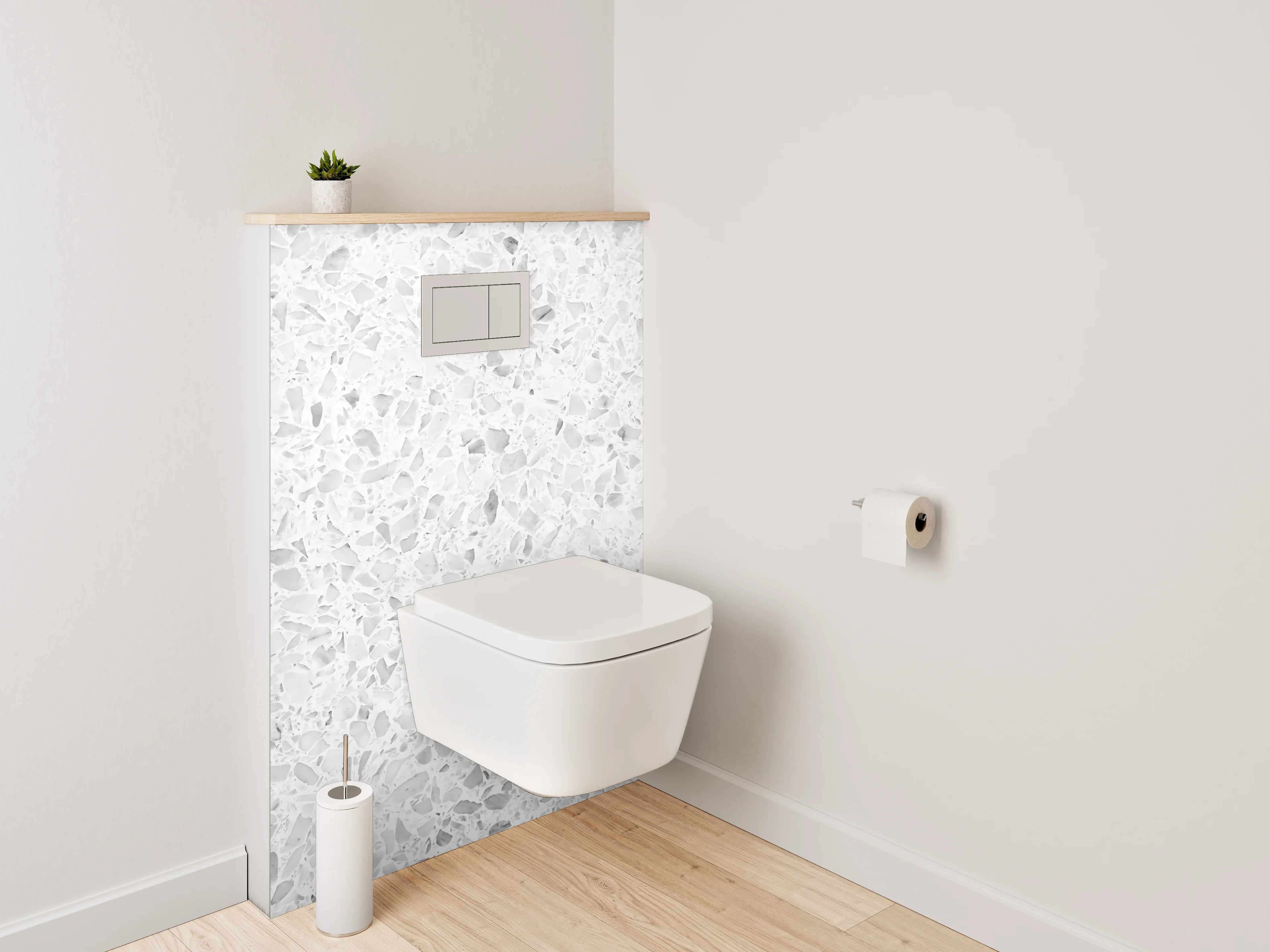 WC-Rückwand - Weiße Marmor Optik mit grauen Akzenten