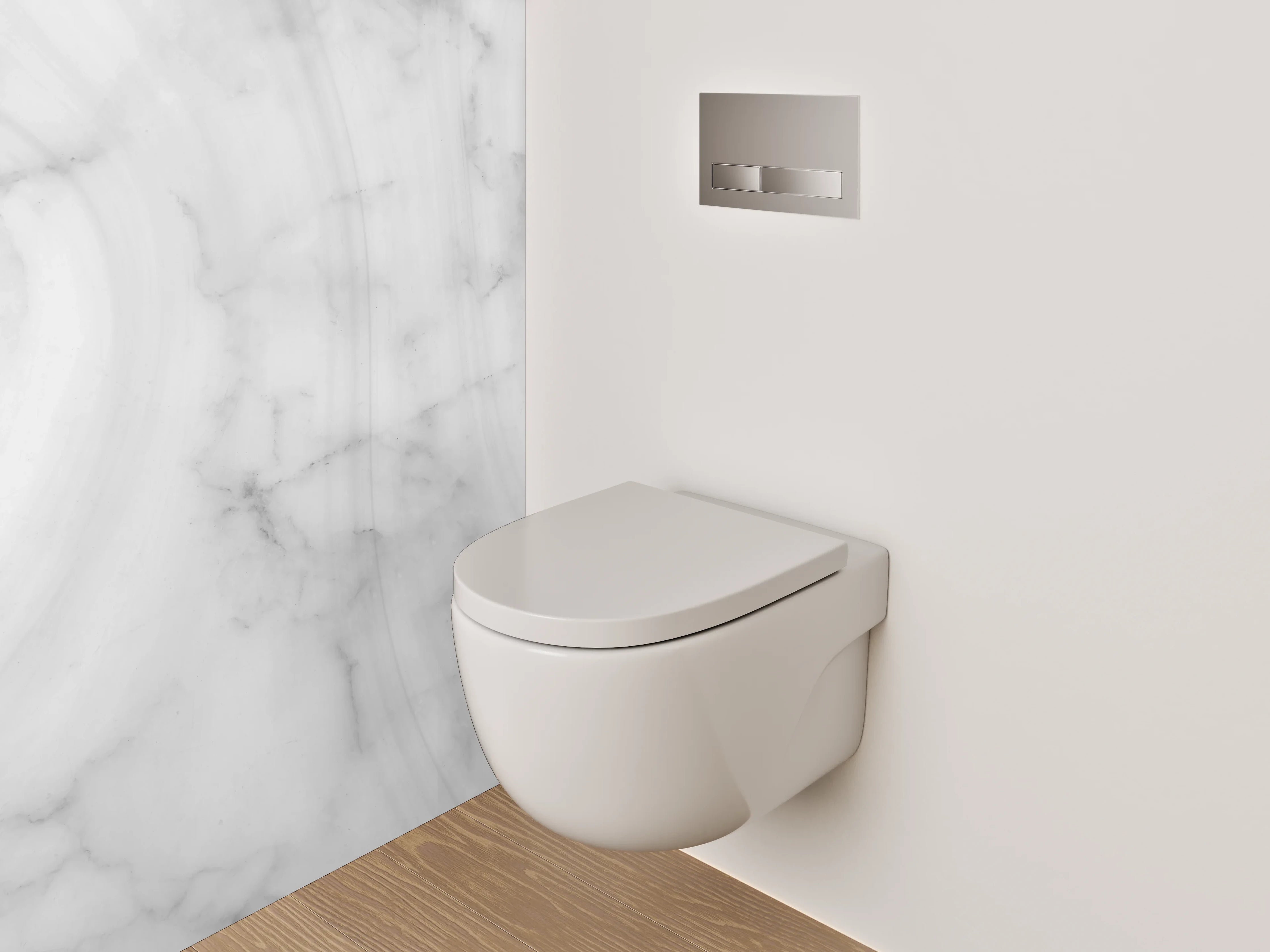 WC-Rückwand - Weiße Marmor-Textur mit Grauverläufen