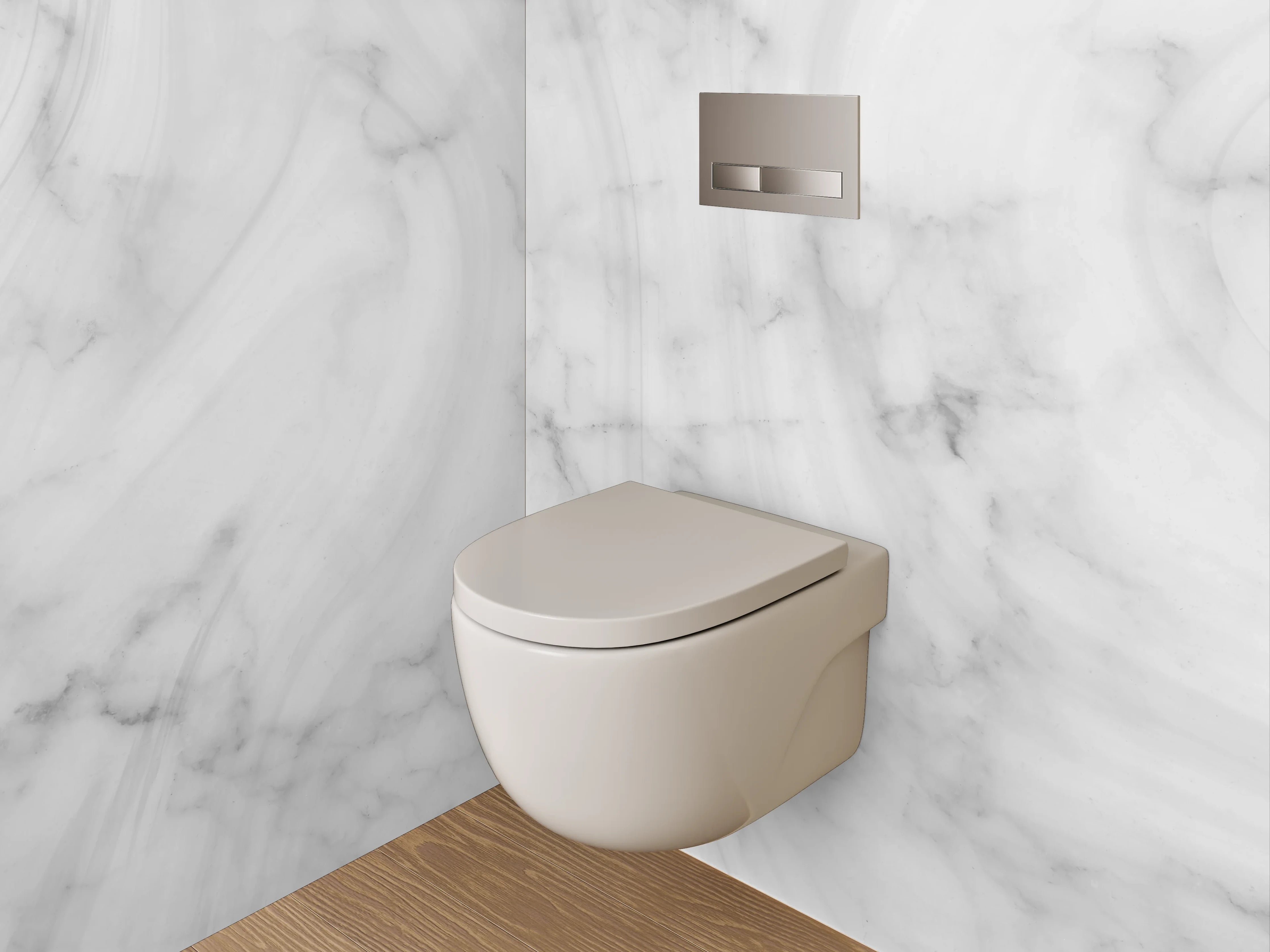 WC-Rückwand - Weiße Marmor-Textur mit Grauverläufen