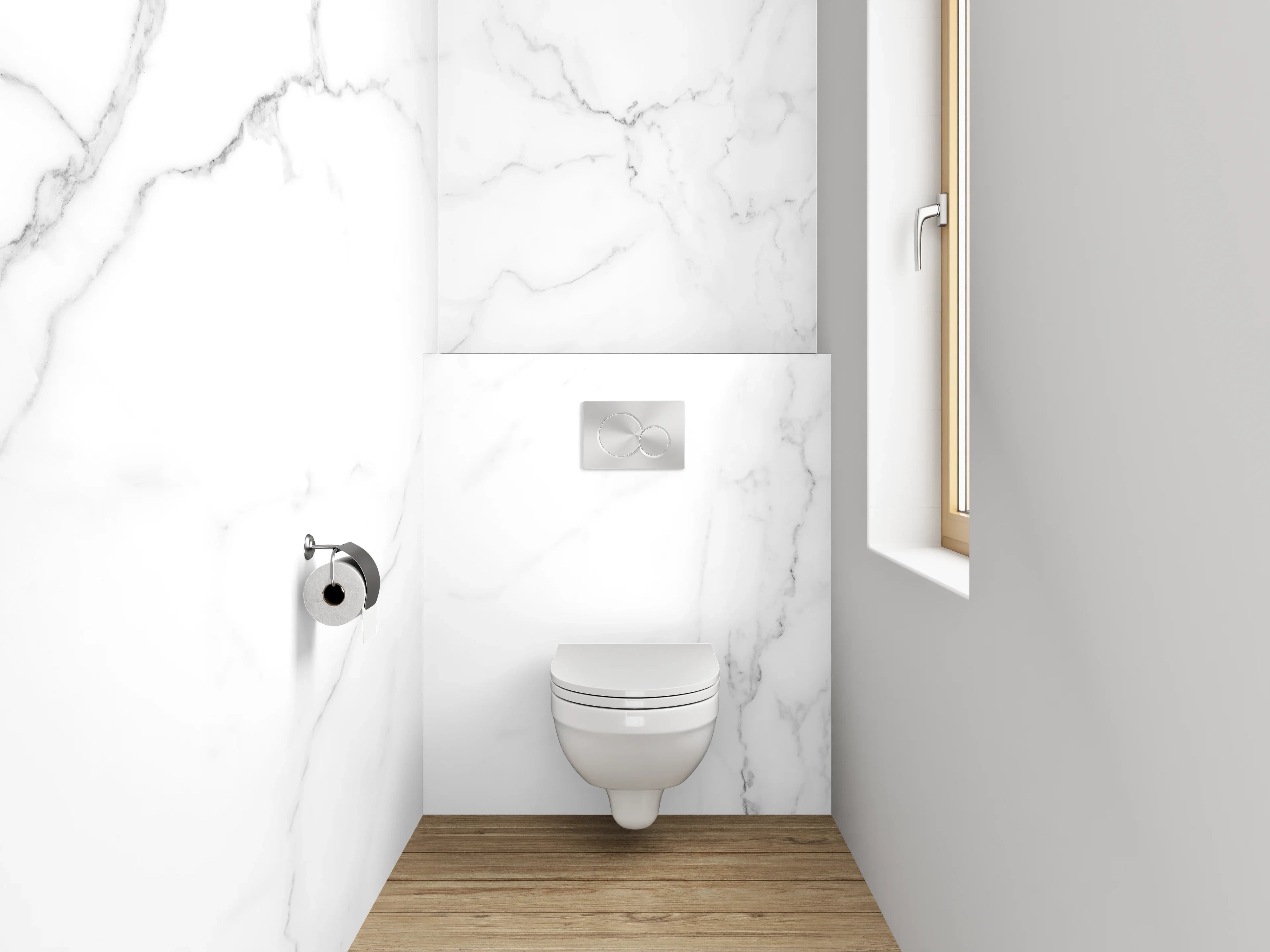 WC-Rückwand - Weiße Marmor-Textur mit grauen Adern