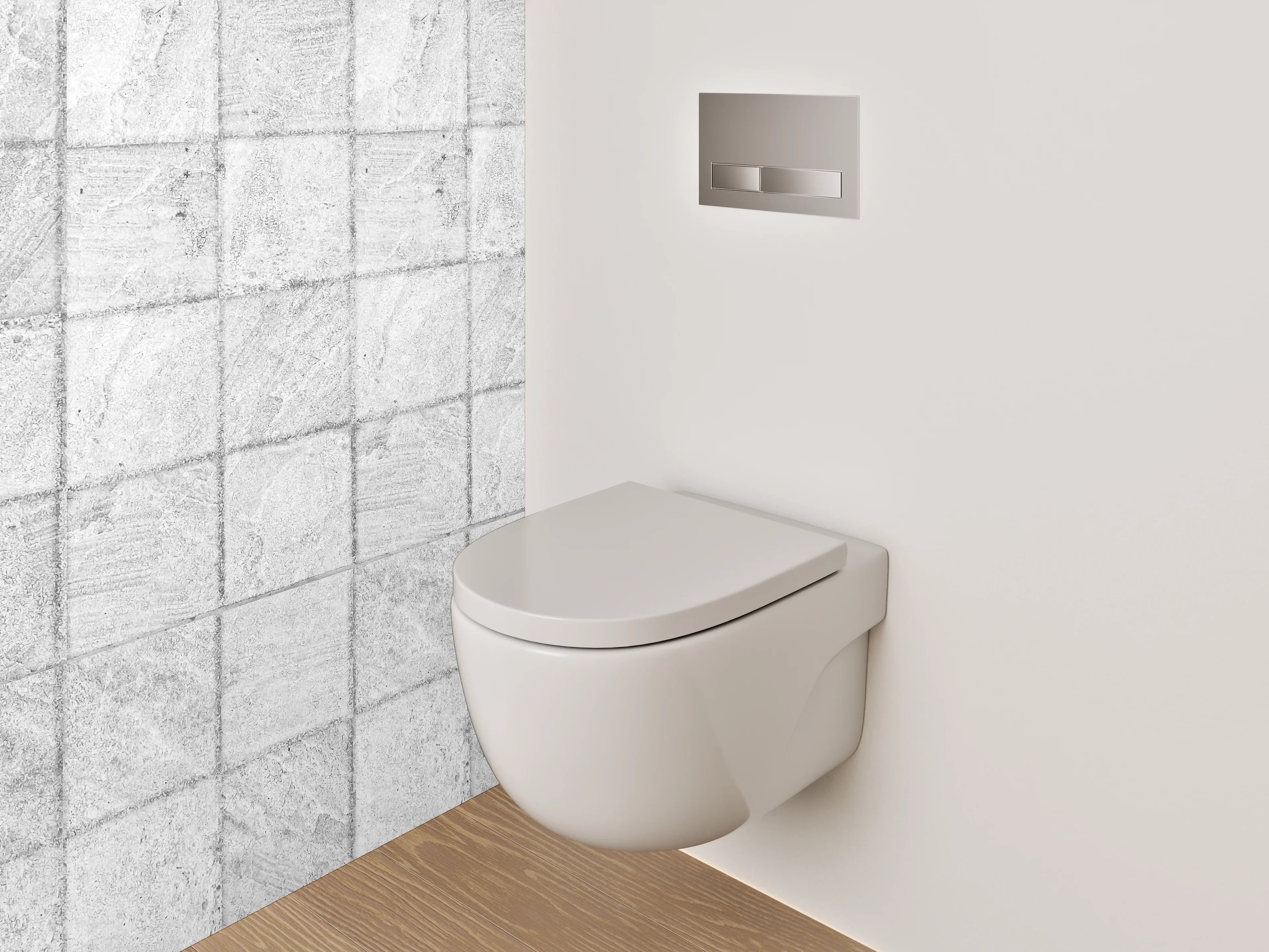 WC-Rückwand - Weiße Marmorfliesen mit grau-marmorierter Optik
