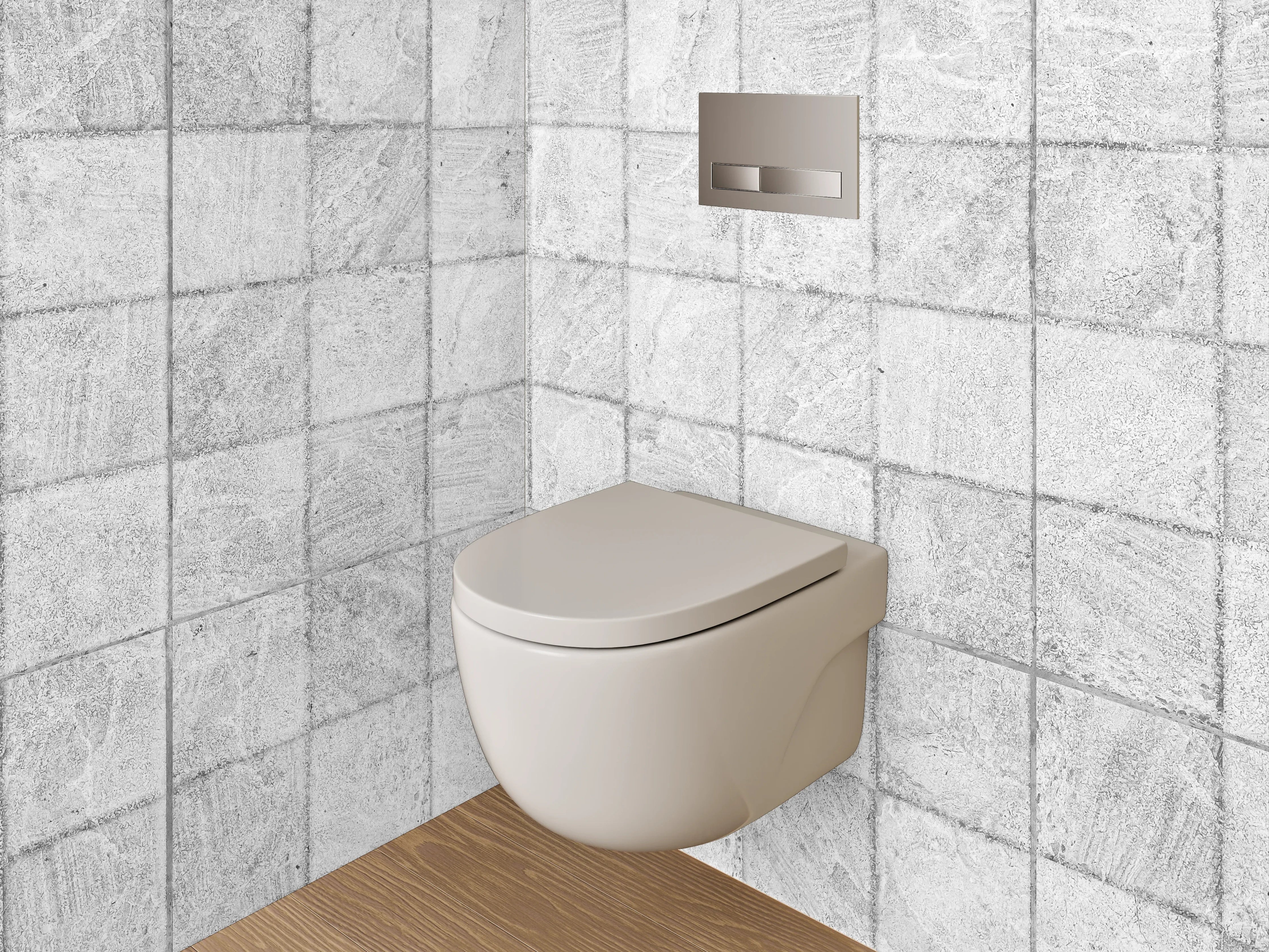 WC-Rückwand - Weiße Marmorfliesen mit grau-marmorierter Optik