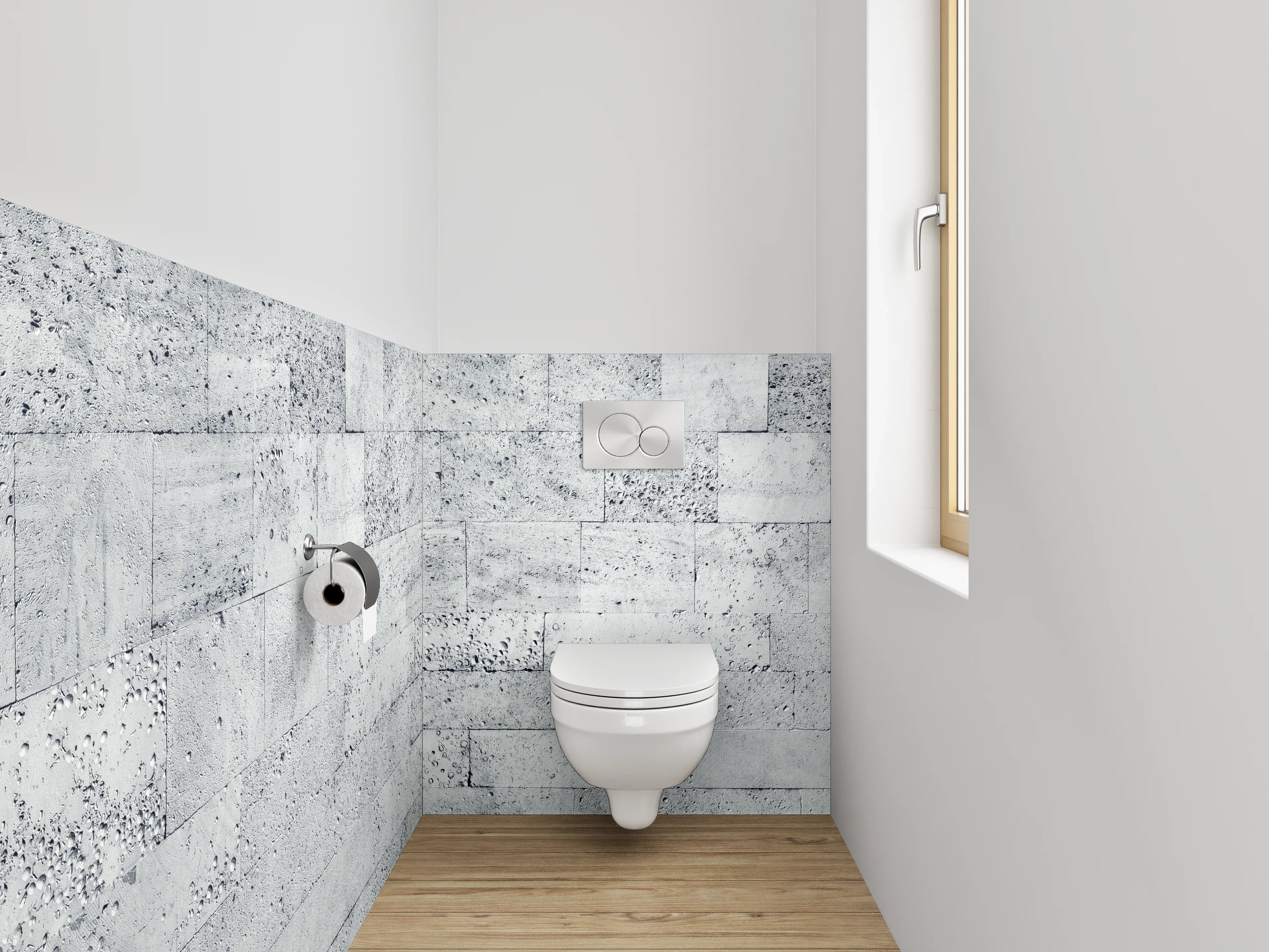 WC-Rückwand - Weiße Marmoroptik Wandverkleidung