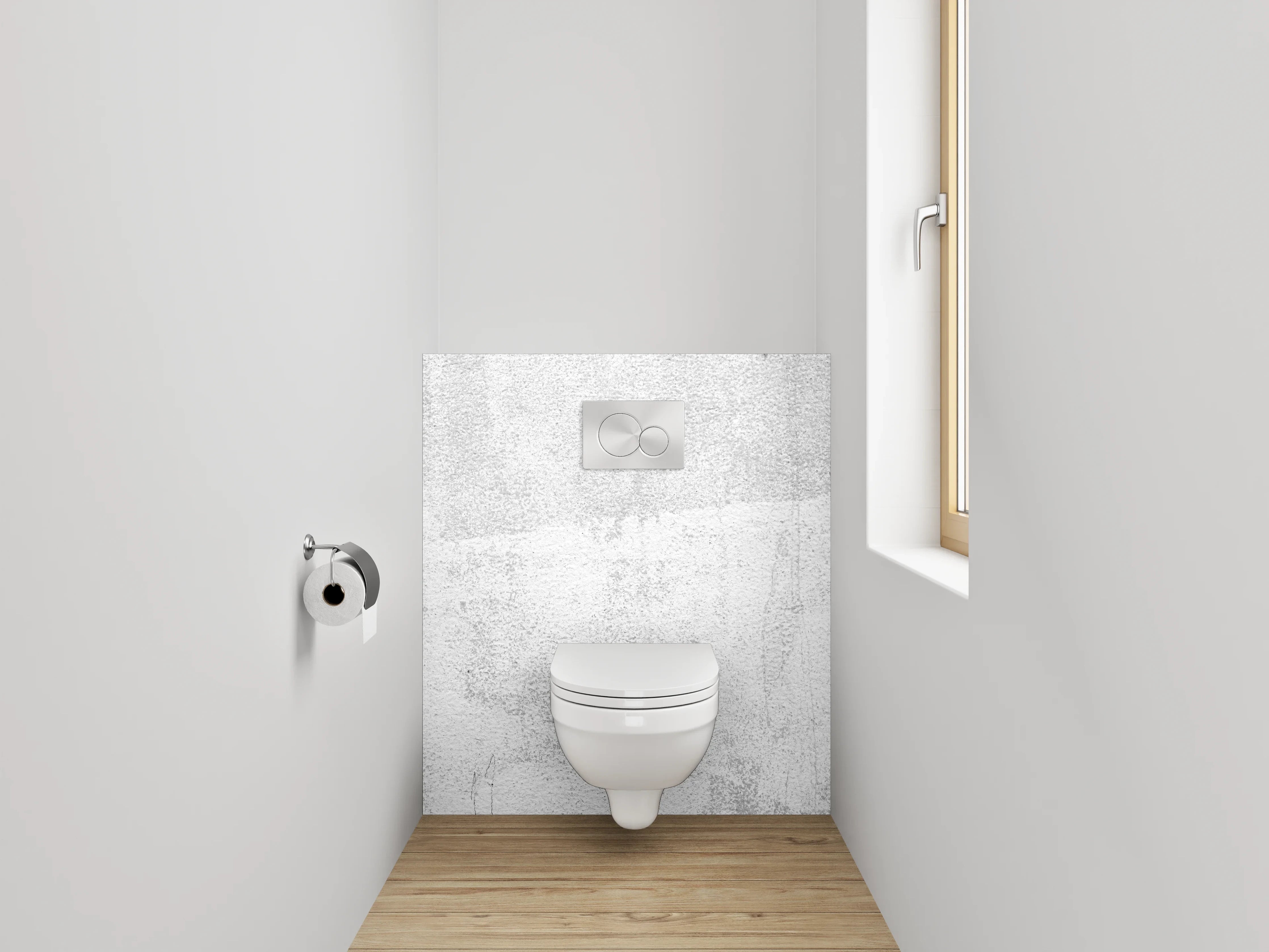 WC-Rückwand - Weiße Marmoroptik mit dezentem Grau