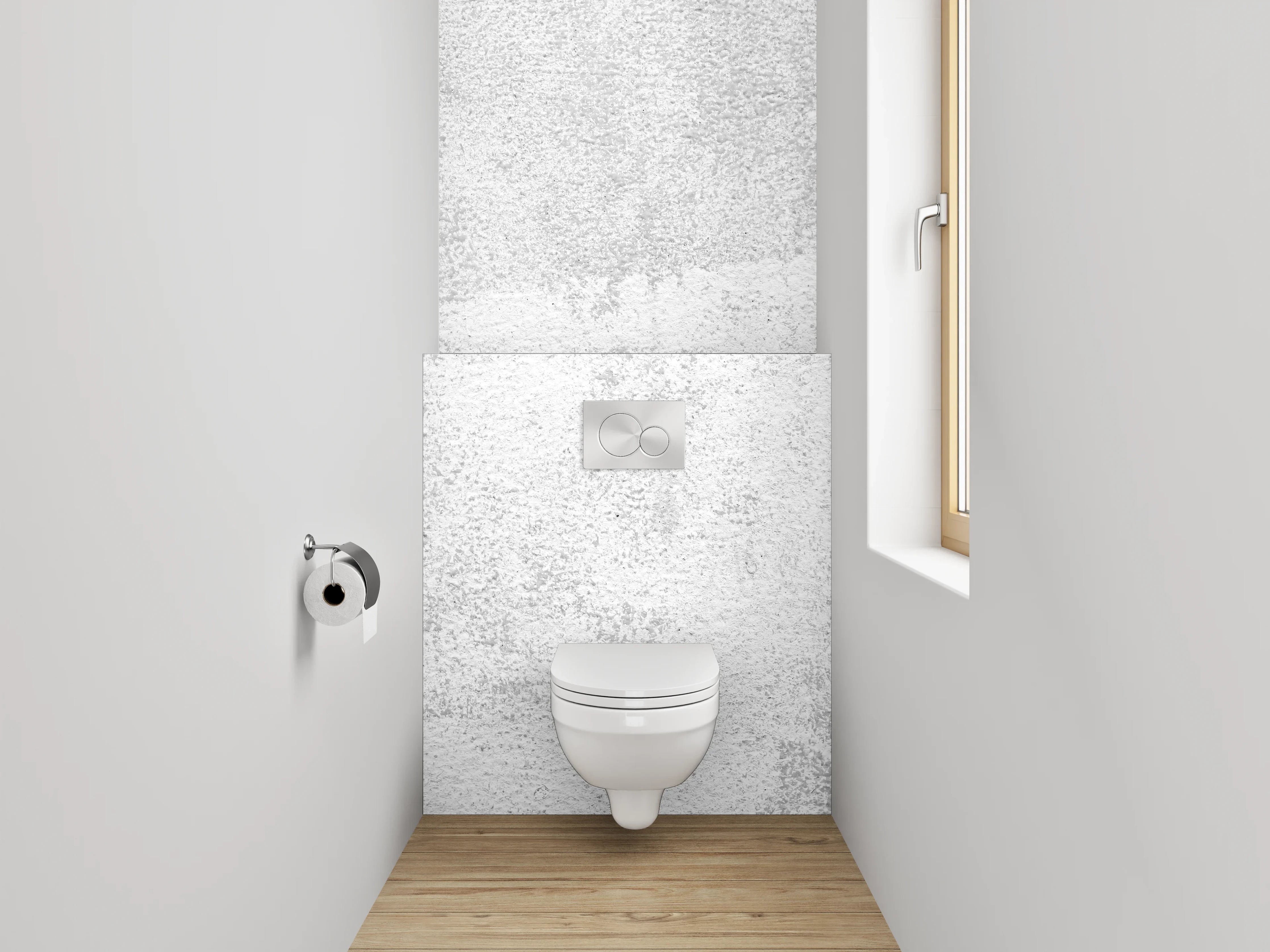 WC-Rückwand - Weiße Marmoroptik mit dezentem Grau
