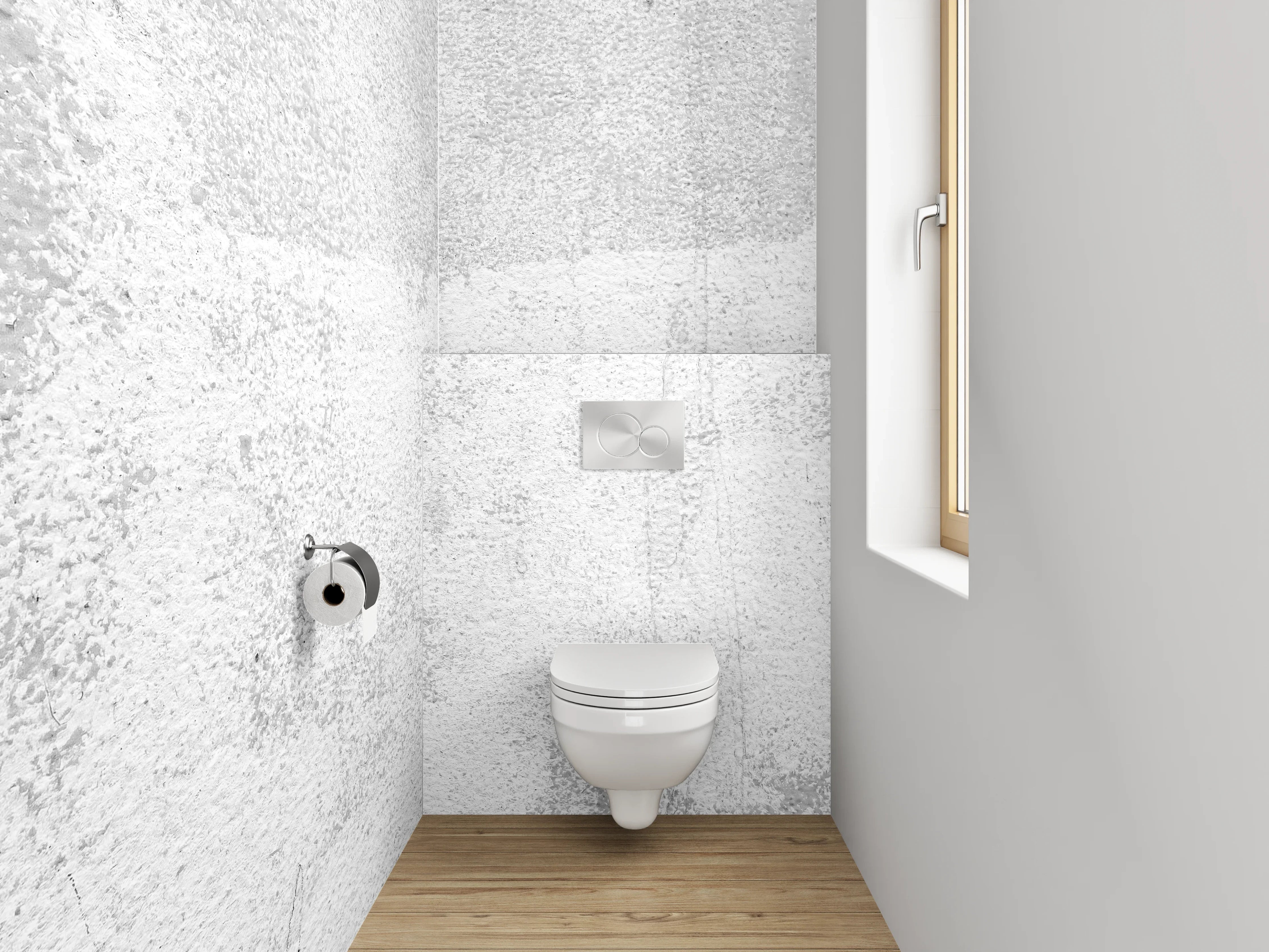 WC-Rückwand - Weiße Marmoroptik mit dezentem Grau