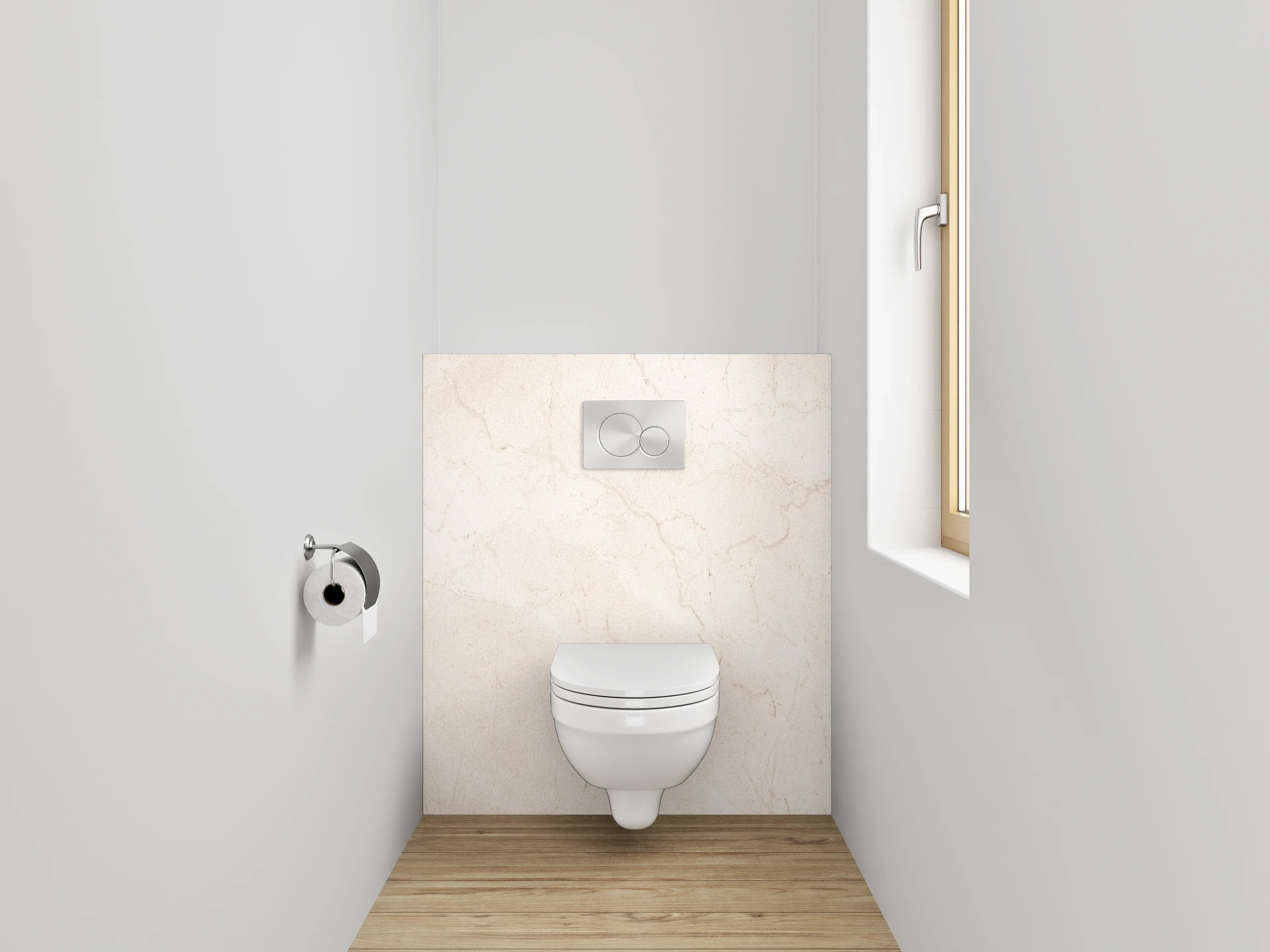 WC-Rückwand - Weiße Marmoroptik mit feiner Äderung