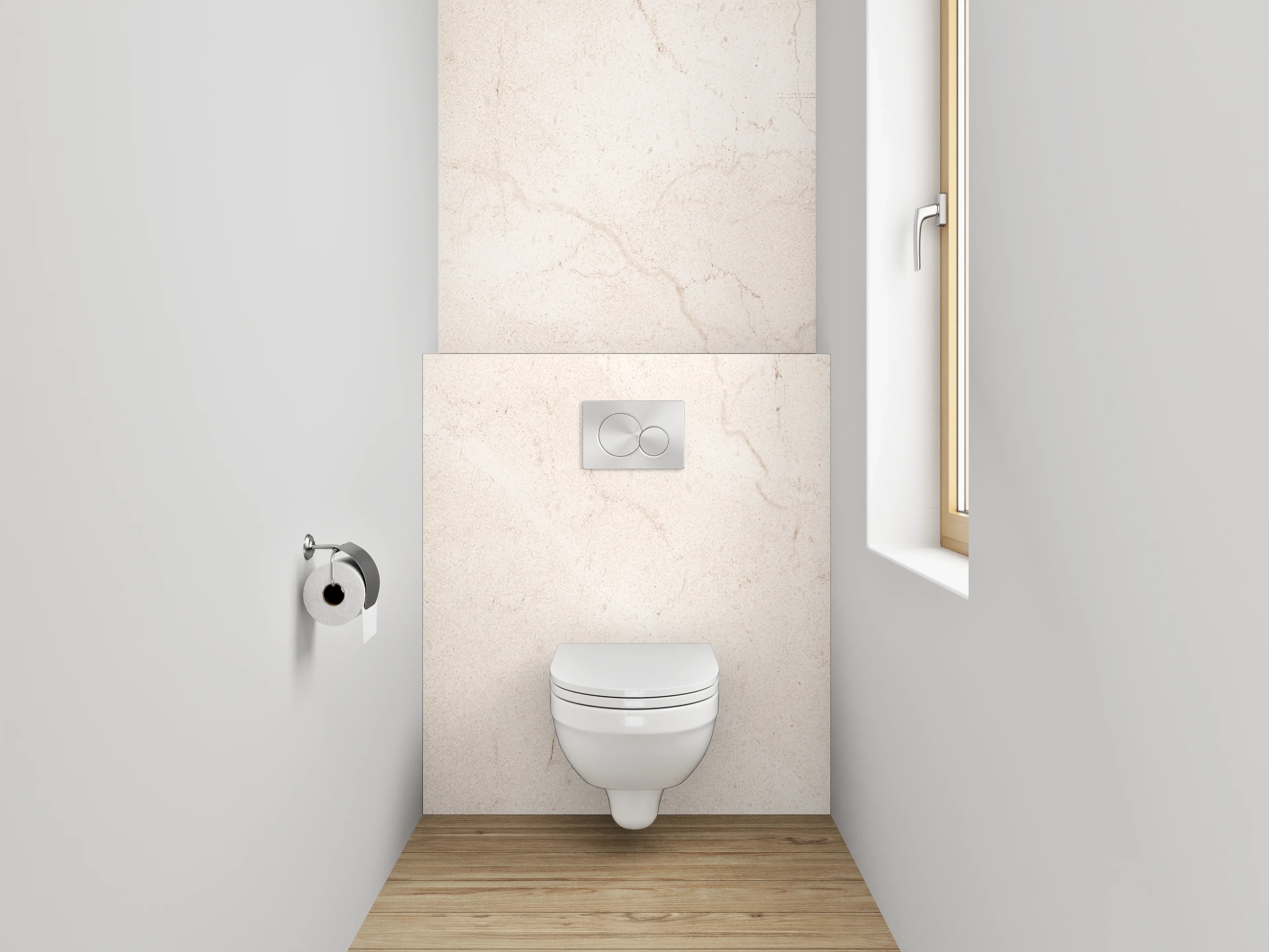 WC-Rückwand - Weiße Marmoroptik mit feiner Äderung