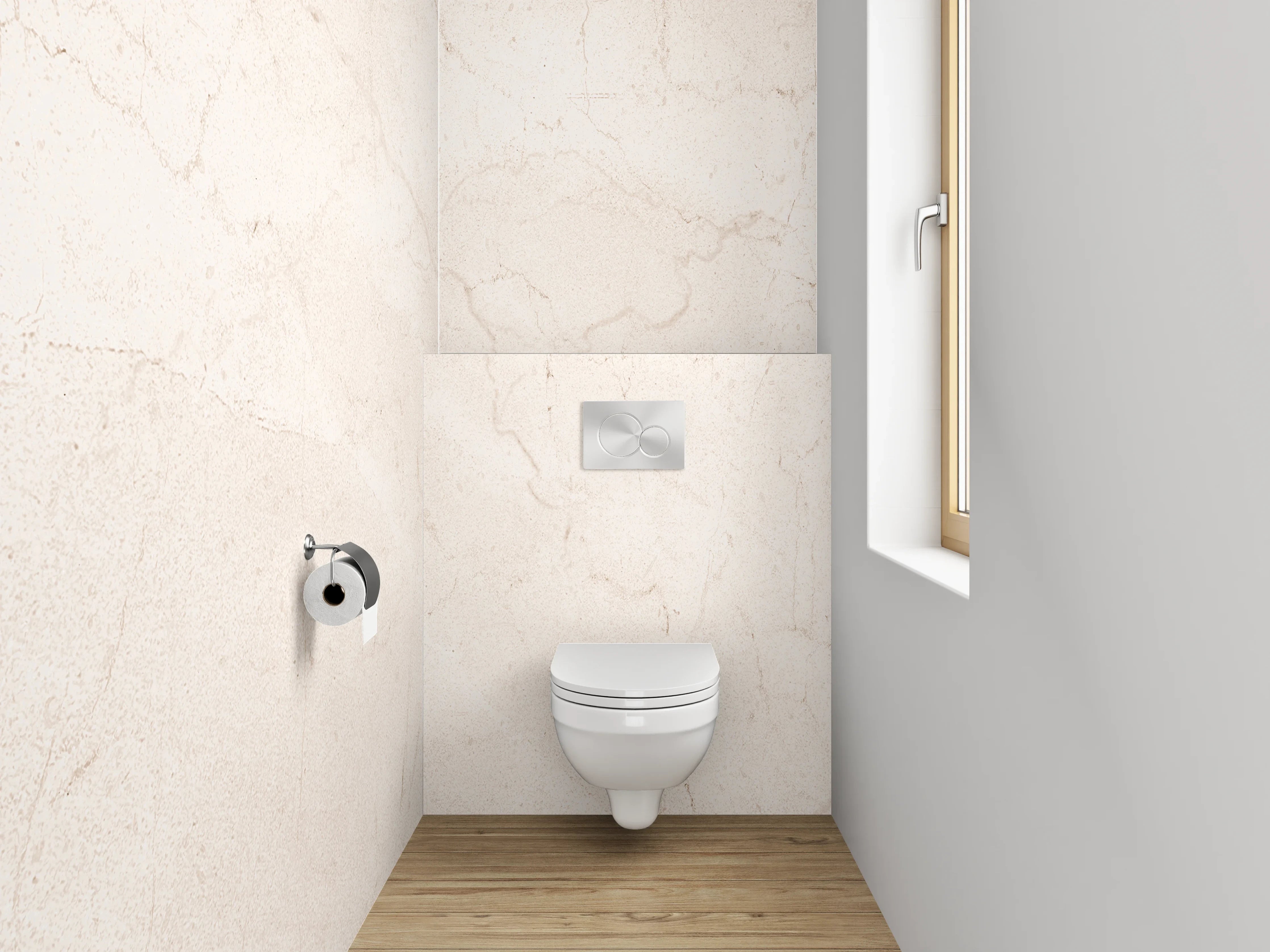 WC-Rückwand - Weiße Marmoroptik mit feiner Äderung