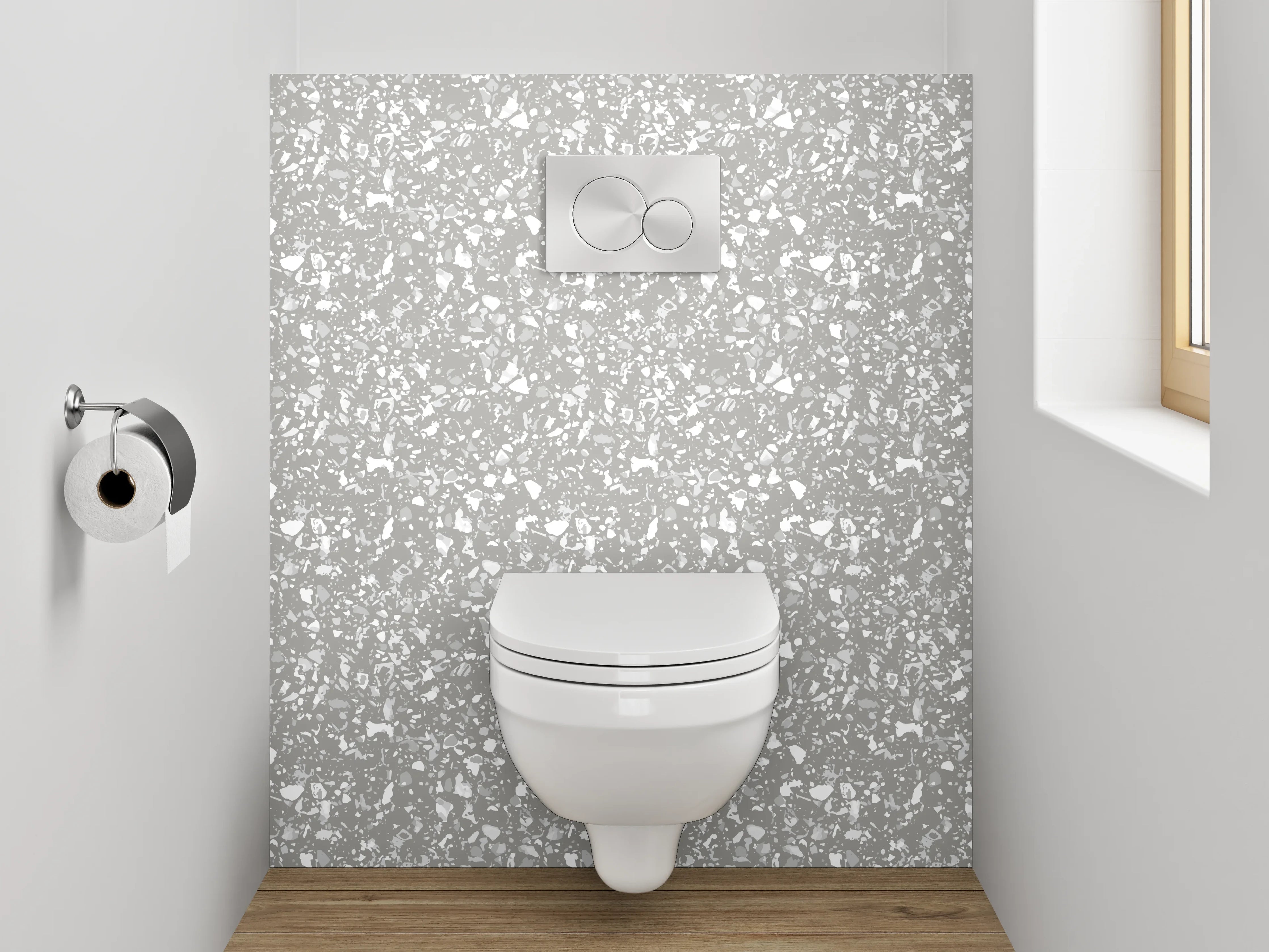 WC-Rückwand - Weiße Marmoroptik mit feiner Textur