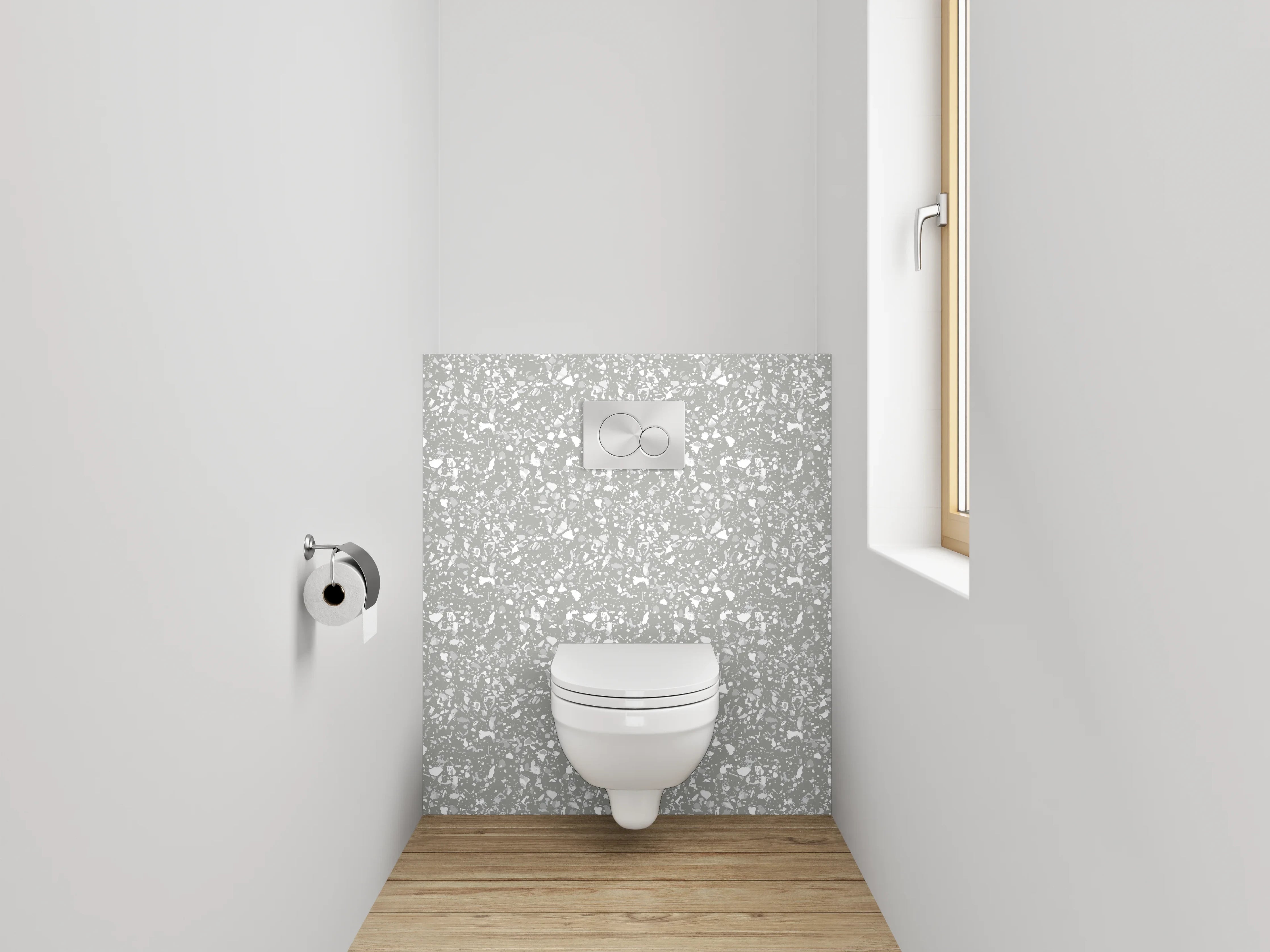 WC-Rückwand - Weiße Marmoroptik mit feiner Textur